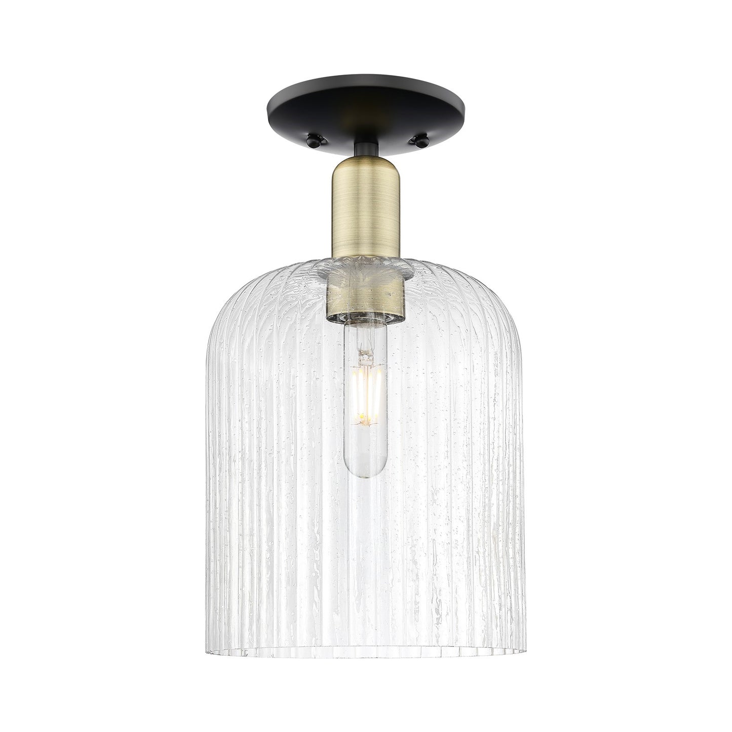 Innovations Bridal Veil 8in 1-Light Semi-Flush Mount | Industrial Black Antique Brass and Seedy Glass | Entryway & Hallway | Model 716-1C-BAB-G559-8SDY