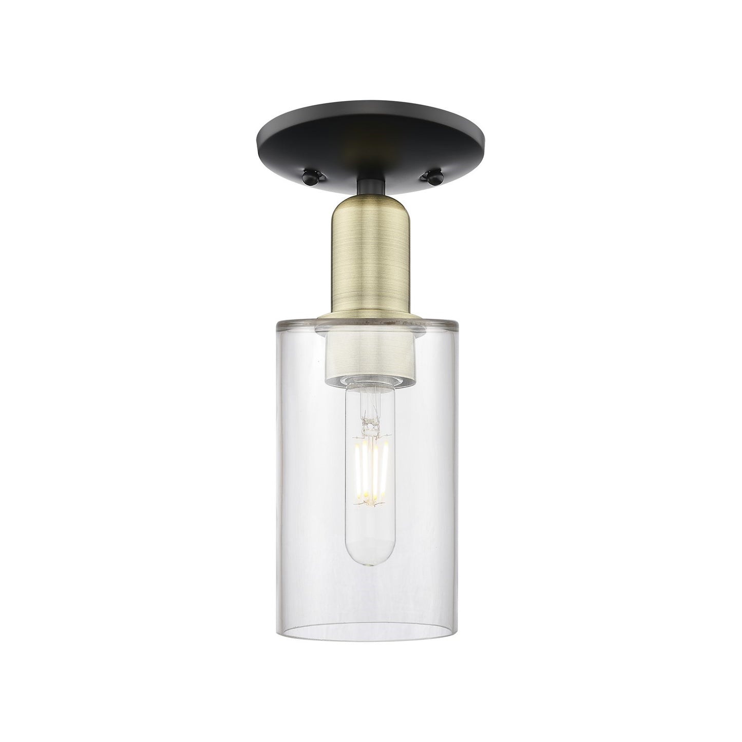 Innovations Clymer 4in 1-Light Semi-Flush Mount | Industrial Black Antique Brass Steel and Clear Glass | Hallway & Entryway | 3.88 | Model 716-1C-BAB-G802