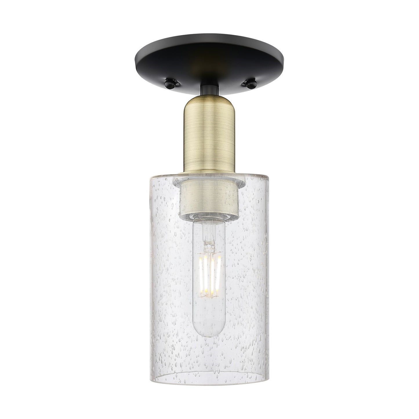 Innovations Clymer 4in 1-Light Semi-Flush Mount | Industrial Black Antique Brass and Seedy Glass | Hallway & Entryway | 3.88 x | Model 716-1C-BAB-G804