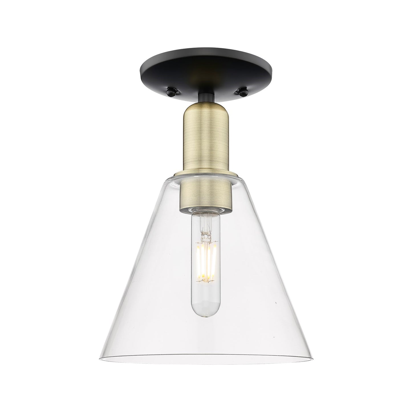 Innovations Berkshire Glass 8in 1-Light Semi-Flush Mount | Industrial Black Antique Brass and Clear Glass | Entryway & Hallway | Model 716-1C-BAB-GBC-82