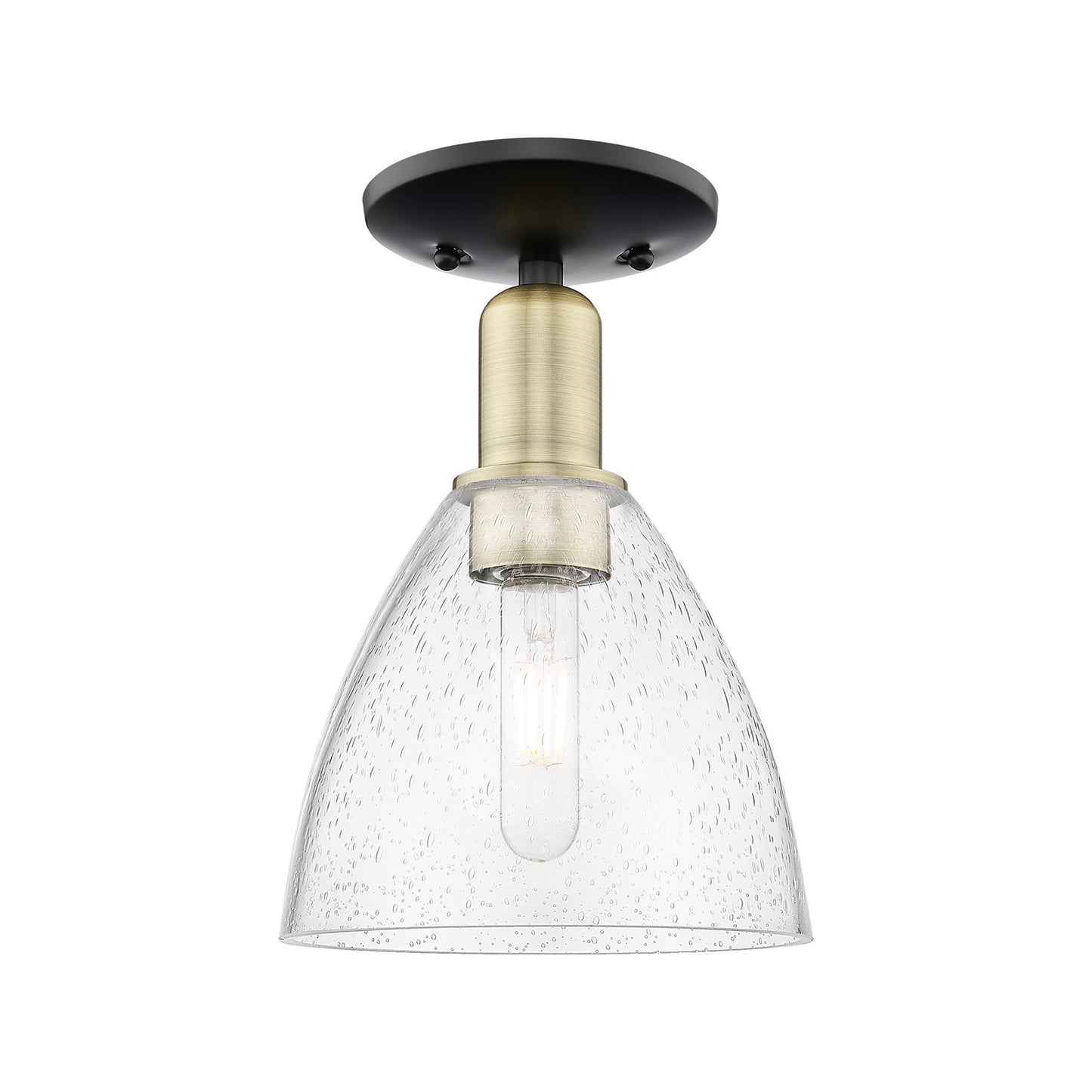 Innovations Bristol 8in 1-Light Semi-Flush Mount | Industrial Black Antique Brass and Seedy Glass | Entryway & Hallway | 7.5 x | Model 716-1C-BAB-GBD-754