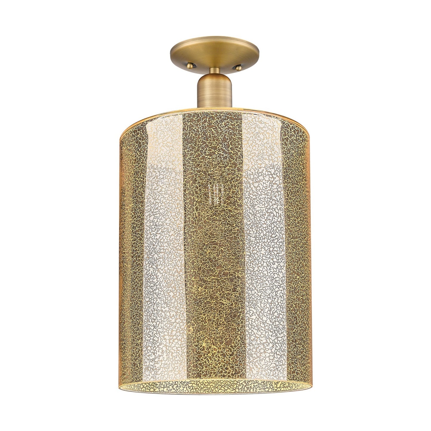 Innovations Cobbleskill 9in 1-Light Semi-Flush Mount | Industrial Brushed Brass Steel and Mercury Glass | Entryway & Hallway | 9 | Model 716-1C-BB-G116-L