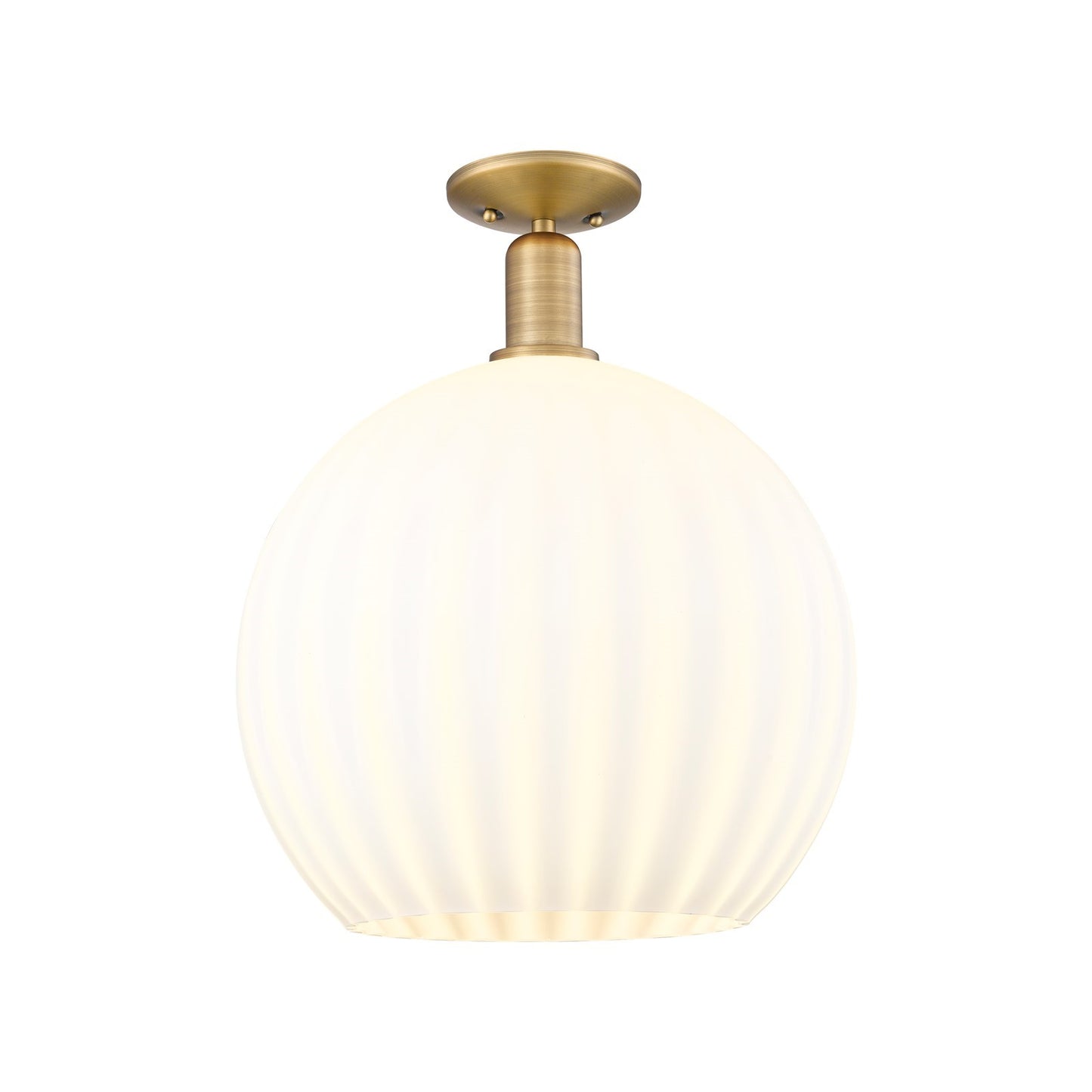Innovations Lighting Arcadia 14in 1-Light Semi-Flush Mount | Industrial Brushed Brass and White Venetian Glass | Entryway & | Model 716-1C-BB-G1217-14WV
