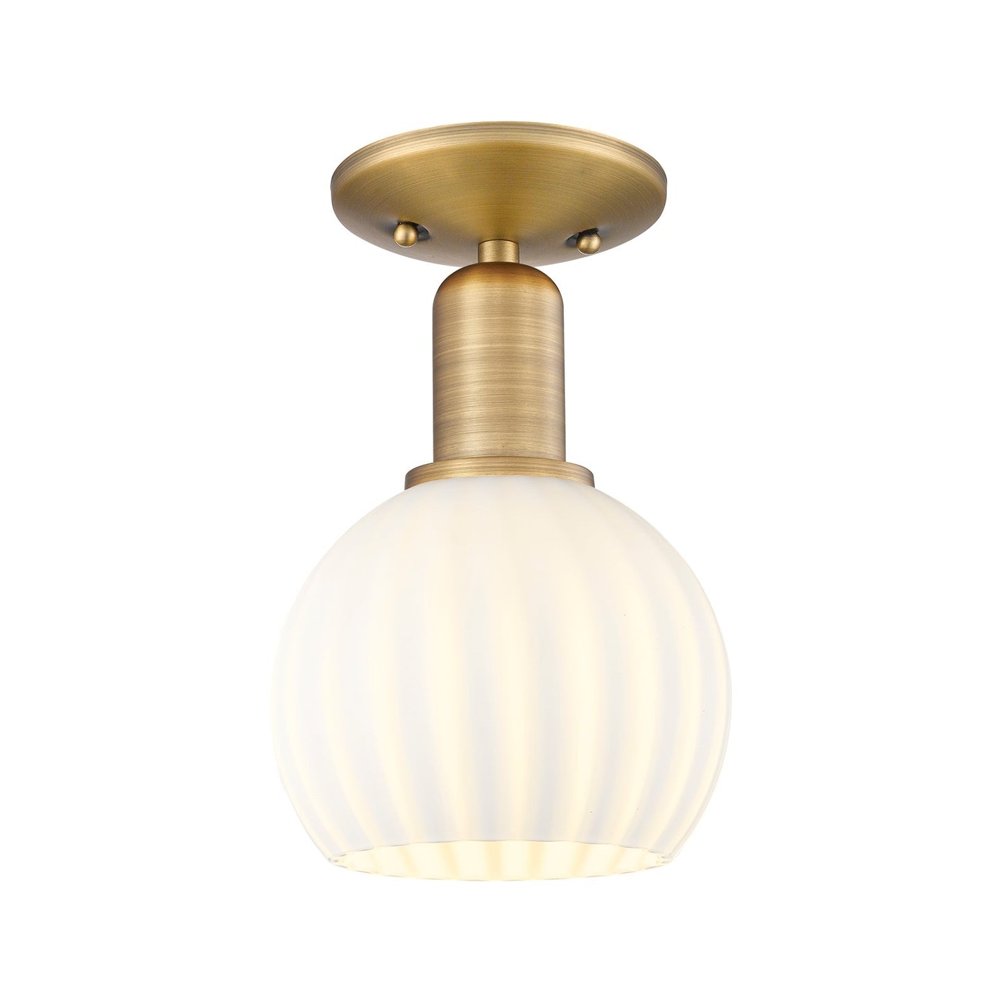 Innovations Lighting Arcadia 6in 1-Light Semi-Flush Mount | Industrial Brushed Brass and White Venetian Glass | Hallway & | Model 716-1C-BB-G1217-6WV