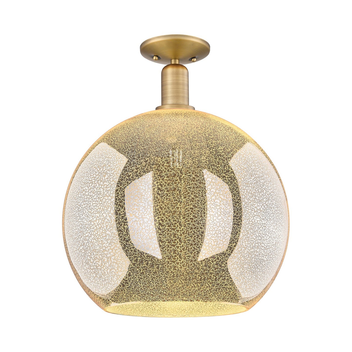 Innovations Athens 14in 1-Light Semi-Flush Mount | Industrial Brushed Brass and Mercury Glass | Entryway & Hallway | 13.75 x | Model 716-1C-BB-G128-14