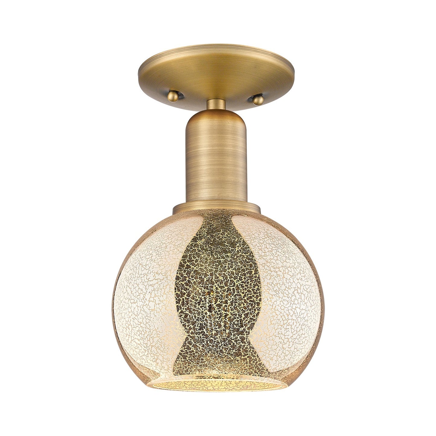 Innovations Athens 6in 1-Light Semi-Flush Mount | Industrial Brushed Brass and Mercury Glass | Entryway & Hallway | 5.88 x 9.38 in | Model 716-1C-BB-G128-6