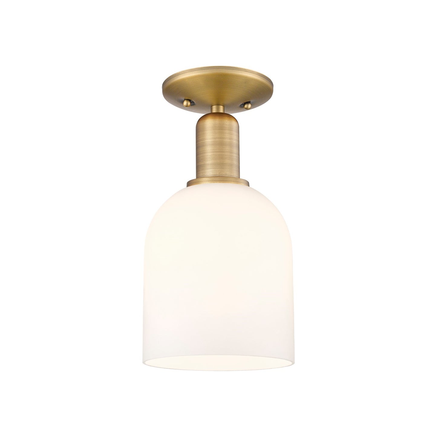 Innovations Bella 6in 1-Light Semi-Flush Mount | Industrial Brushed Brass Steel and White Glass | Entryway & Hallway | 5.5 x | Model 716-1C-BB-G558-6GWH