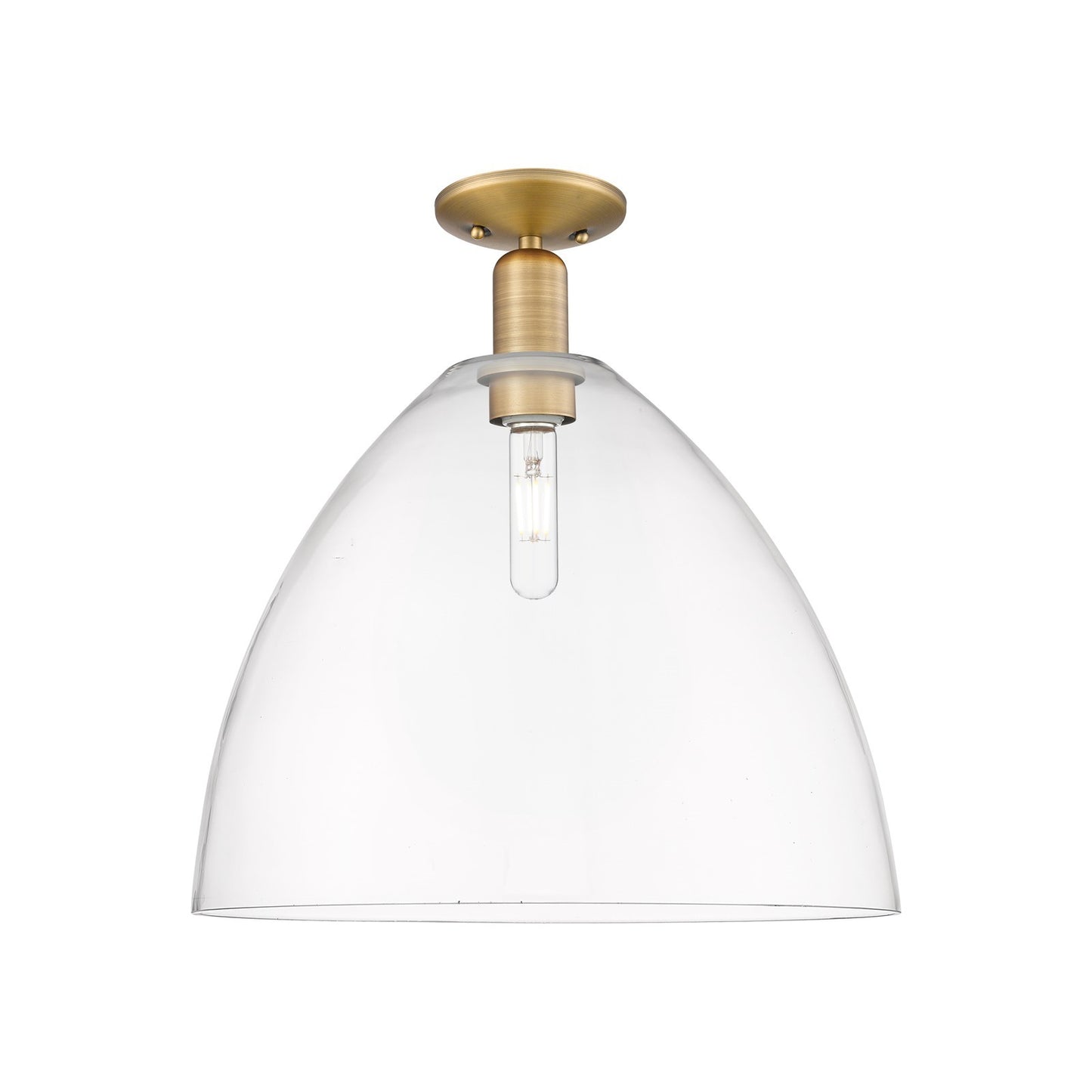 Innovations Bristol 16in 1-Light Semi-Flush Mount | Industrial Brushed Brass Steel and Clear Glass | Damp-Rated Entryway & | Model 716-1C-BB-GBD-162