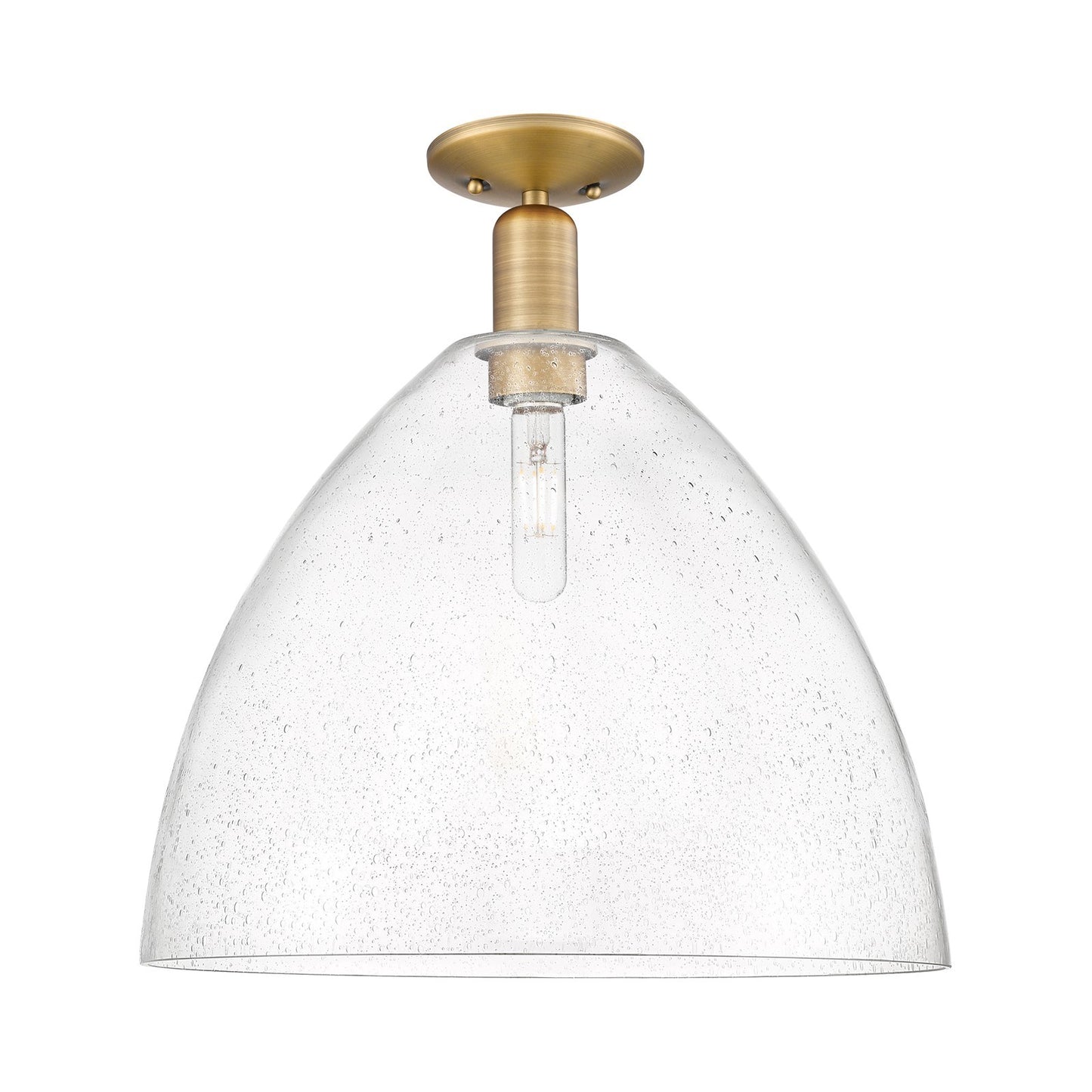 Innovations Bristol 16in 1-Light Semi-Flush Mount | Industrial Brushed Brass Steel and Seedy Glass Dome Shade | Entryway & | Model 716-1C-BB-GBD-164