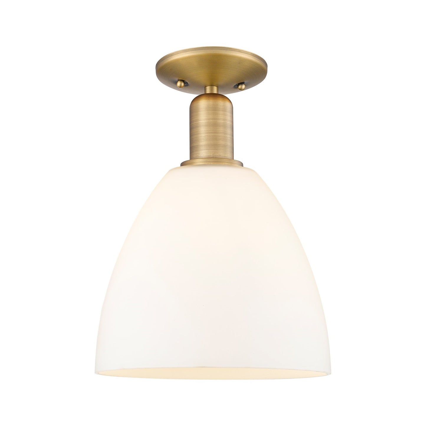 Innovations Bristol 9in 1-Light Semi-Flush Mount | Industrial Brushed Brass and Matte White Glass | Hallway & Entryway | 9 x 9 x | Model 716-1C-BB-GBD-91