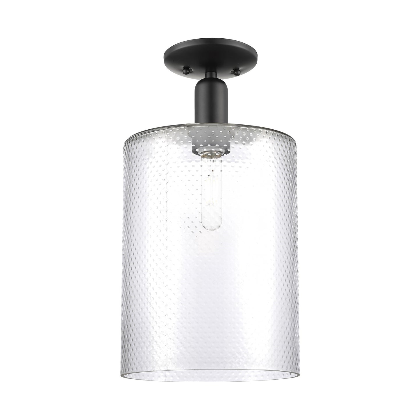 Innovations Cobbleskill 9in 1-Light Semi-Flush Mount | Industrial Matte Black Steel and Clear Glass | Hallway & Entryway | 9 x 9 | Model 716-1C-BK-G112-L