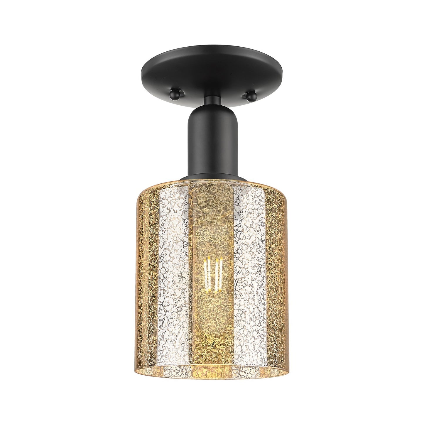 Innovations Cobbleskill 5in 1-Light Semi-Flush Mount | Industrial Matte Black Steel and Mercury Glass | Entryway & Hallway | 5 x | Model 716-1C-BK-G116