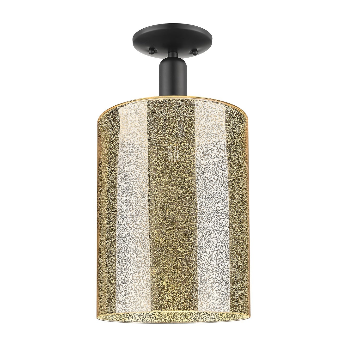 Innovations Cobbleskill 9in 1-Light Semi-Flush Mount | Industrial Matte Black Steel and Mercury Glass | Entryway & Hallway | 9 x | Model 716-1C-BK-G116-L