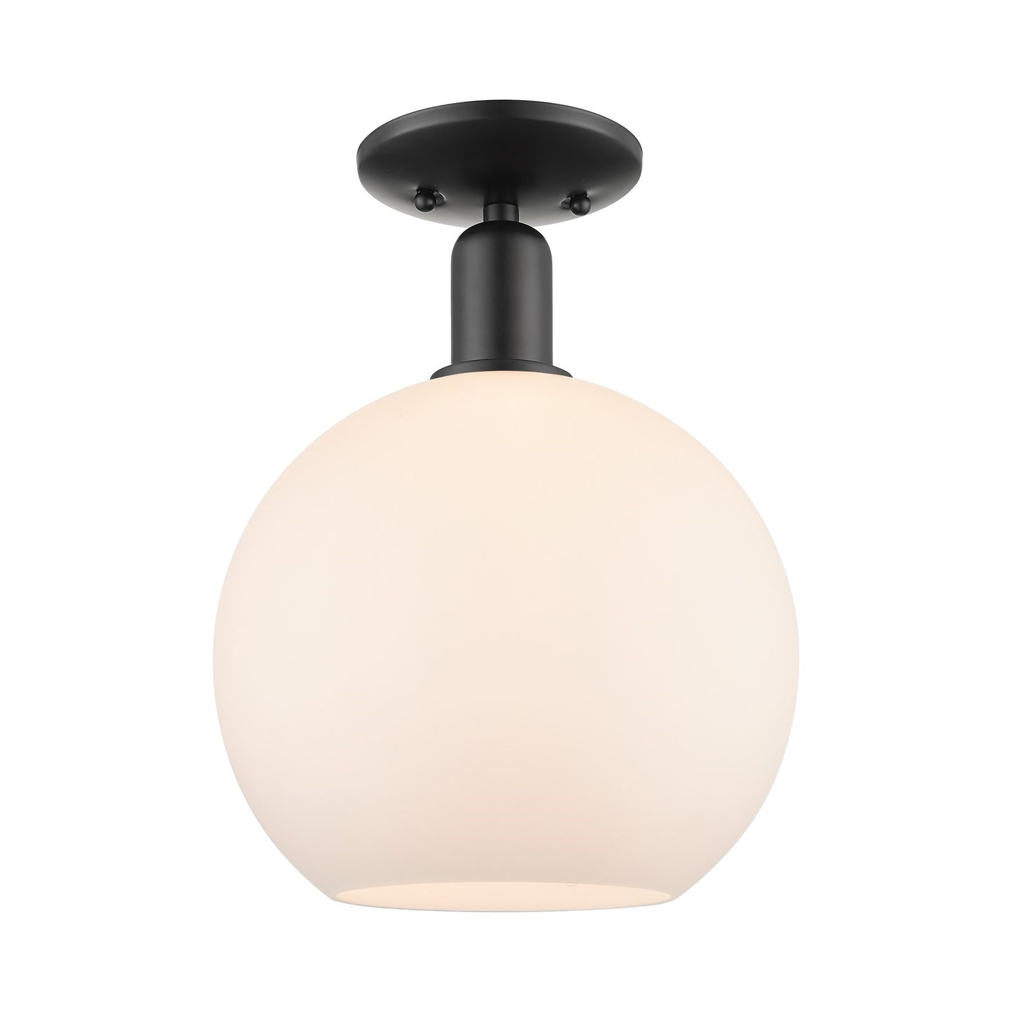 Innovations Athens 10in 1-Light Semi-Flush Mount | Industrial Matte Black Steel and Matte White Glass | Entryway & Hallway | 10 | Model 716-1C-BK-G121-10