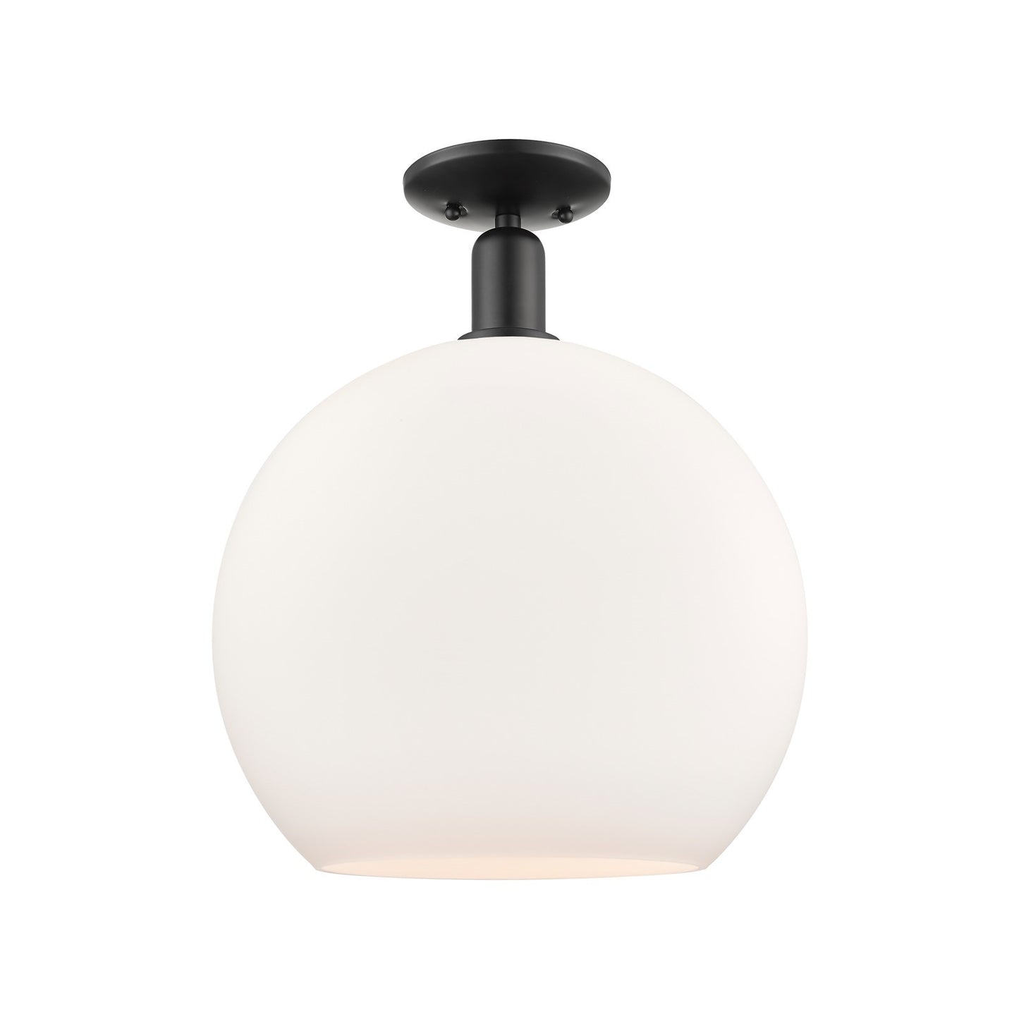 Innovations Athens 14in 1-Light Semi-Flush Mount | Industrial Matte Black Steel and Matte White Glass | Entryway & Hallway | Model 716-1C-BK-G121-14