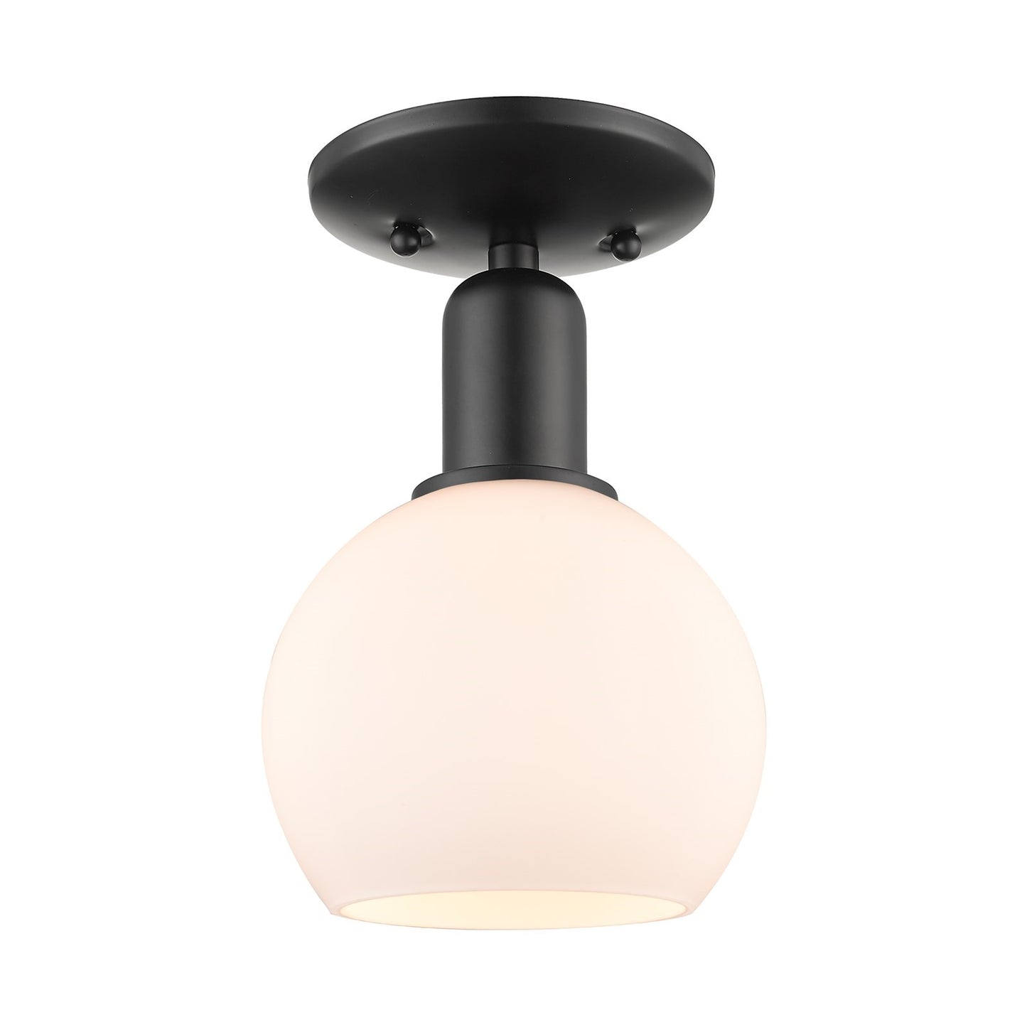 Innovations Athens 6in 1-Light Semi-Flush Mount | Industrial Matte Black Steel and Matte White Glass | Entryway & Hallway | 5.88 | Model 716-1C-BK-G121-6