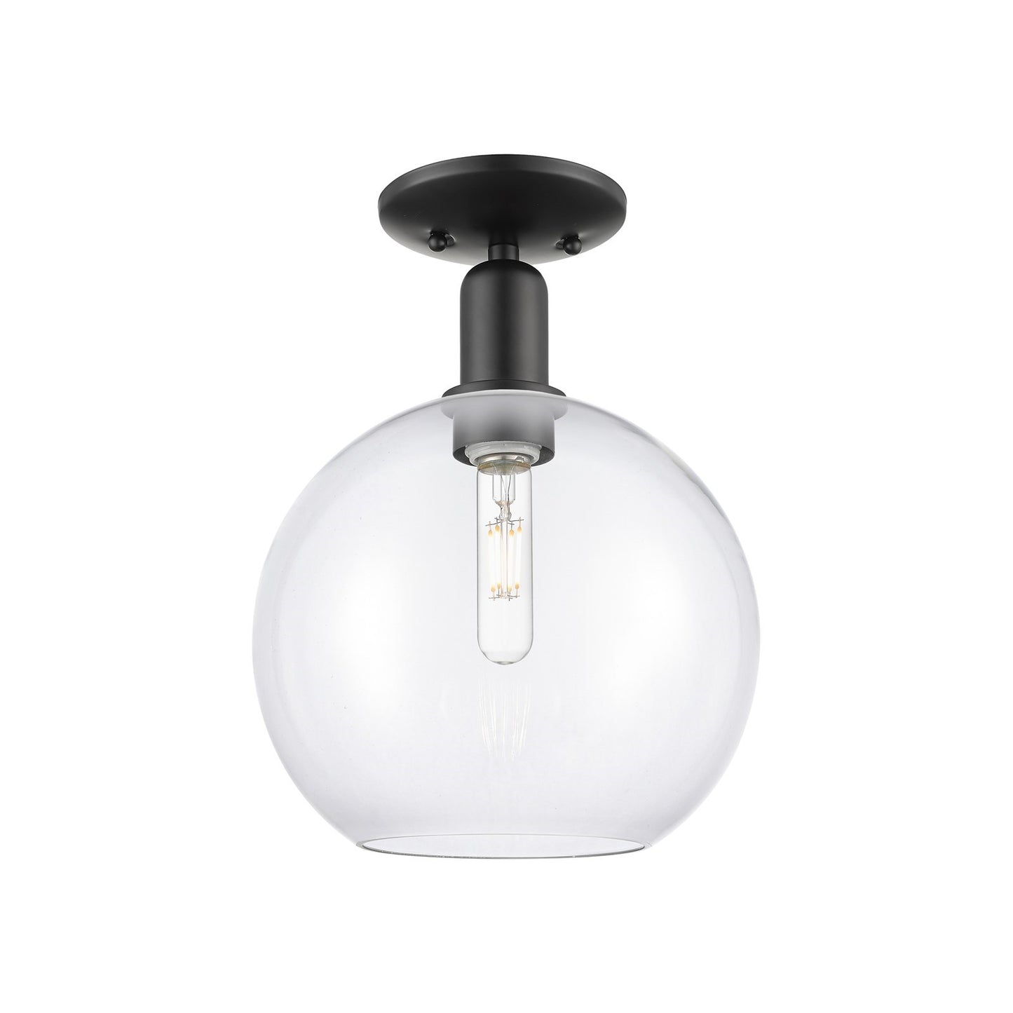 Innovations Athens 10in 1-Light Semi-Flush Mount | Industrial Matte Black Steel and Clear Glass | Entryway & Hallway | 10 x 13.5 | Model 716-1C-BK-G122-10