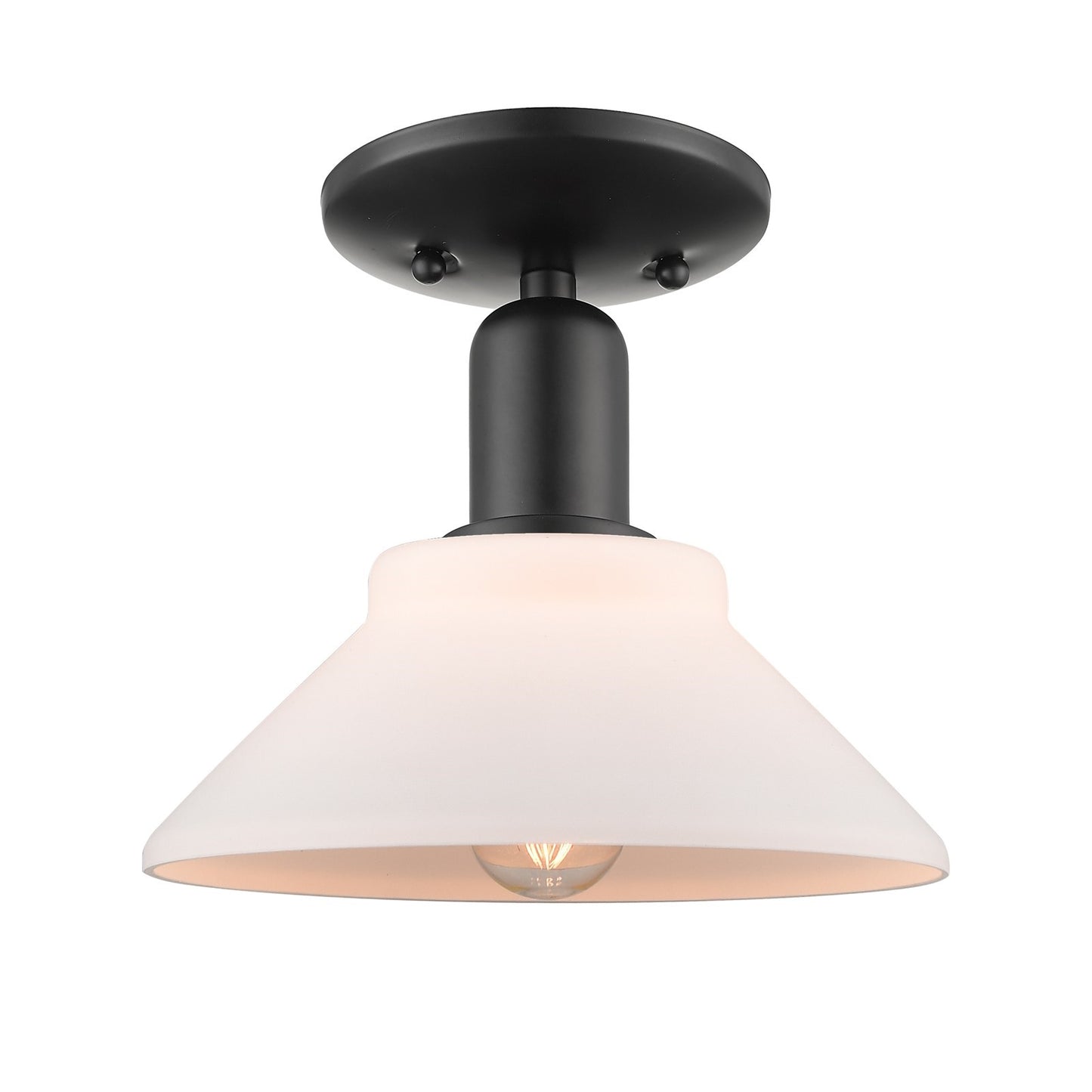Innovations Orwell 8in 1-Light Semi-Flush Mount | Industrial Matte Black Steel and Matte White Glass | Hallway & Entryway | 8.38 x | Model 716-1C-BK-G131