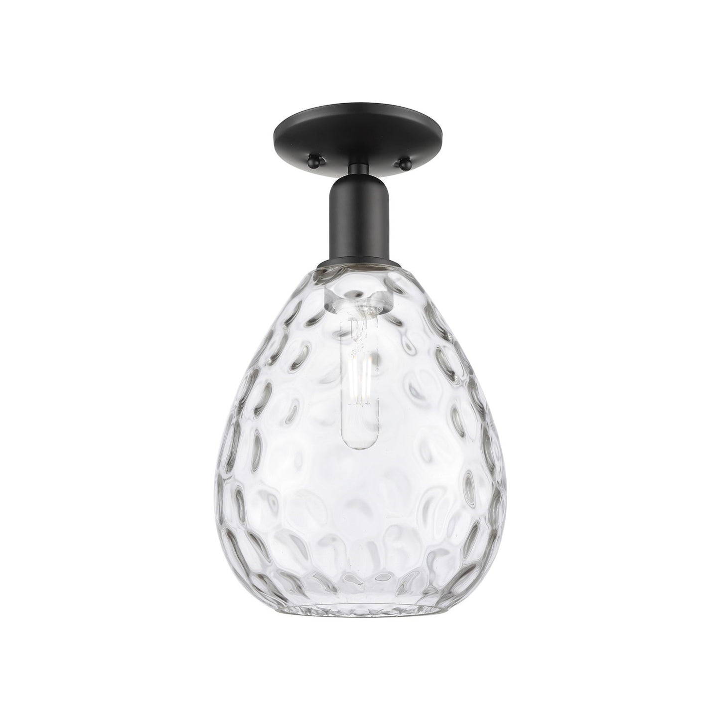 Innovations Waverly 8in 1-Light Semi-Flush Mount | Industrial Matte Black Steel and Clear Glass | Hallway & Entryway | 8 x 8 x 13.5 | Model 716-1C-BK-G372