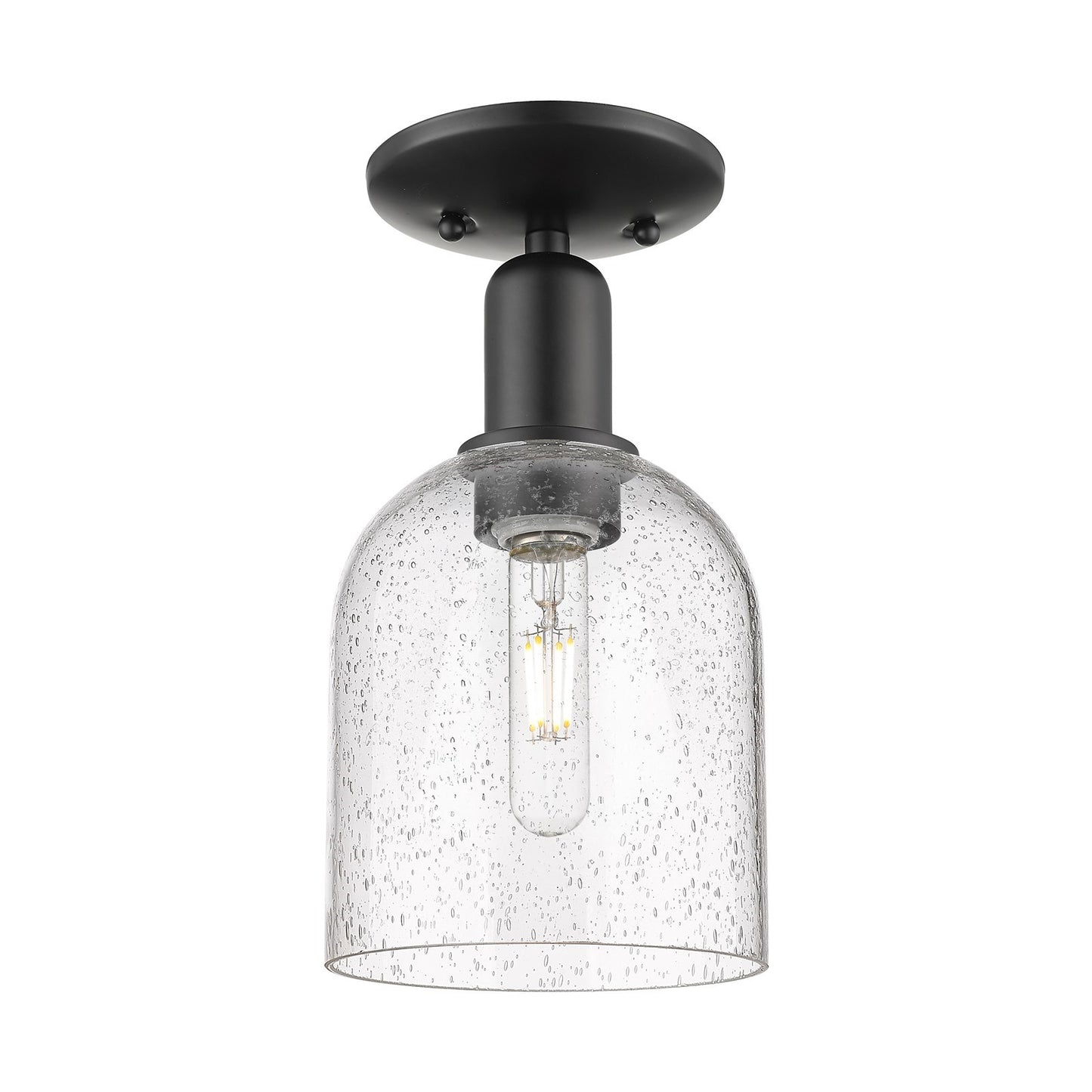 Innovations Bella 6in 1-Light Semi-Flush Mount | Industrial Matte Black Steel and Seedy Glass | Entryway & Hallway | 5.5 x 11 | Model 716-1C-BK-G558-6SDY