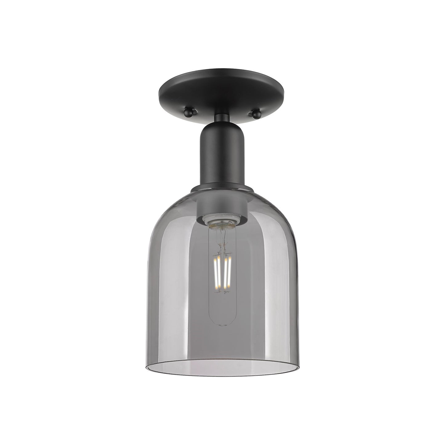 Innovations Bella 6in 1-Light Semi-Flush Mount | Industrial Matte Black Steel and Light Smoke Glass | Hallway & Entryway | 5.5 | Model 716-1C-BK-G558-6SM