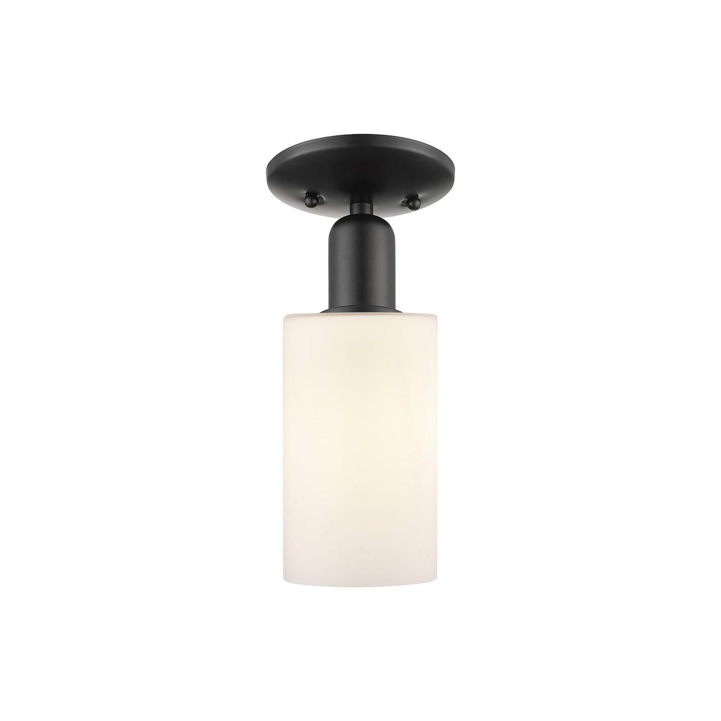 Innovations Clymer 4in 1-Light Semi-Flush Mount | Industrial Matte Black Steel and Matte White Glass | Damp Location Entryway & | Model 716-1C-BK-G801