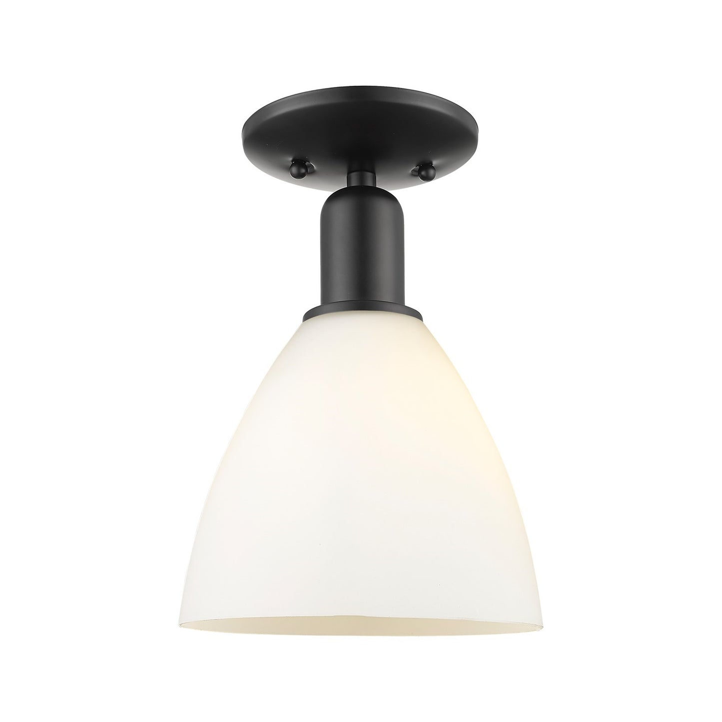 Innovations Bristol 8in 1-Light Semi-Flush Mount | Industrial Matte Black Steel and Matte White Glass | Entryway & Hallway | 7.5 | Model 716-1C-BK-GBD-751