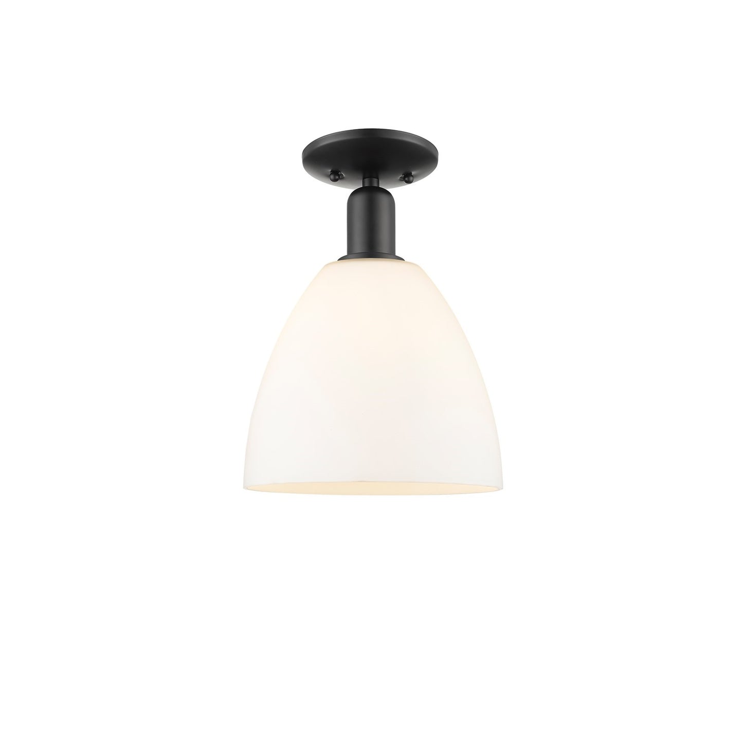 Innovations Bristol 9in 1-Light Semi-Flush Mount | Industrial Matte Black Steel and Matte White Glass | Entryway & Hallway | 9 x | Model 716-1C-BK-GBD-91