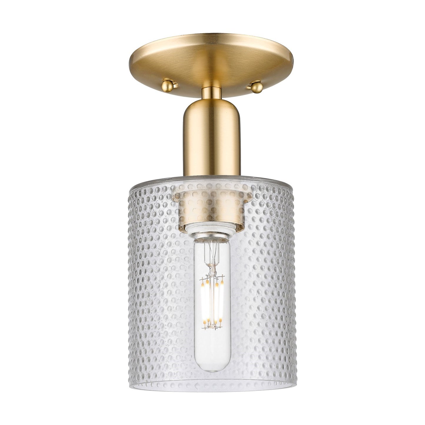 Innovations Cobbleskill 5in 1-Light Semi-Flush Mount | Industrial Champagne Bronze Steel and Clear Glass | Entryway & Hallway | 5 x | Model 716-1C-CB-G112