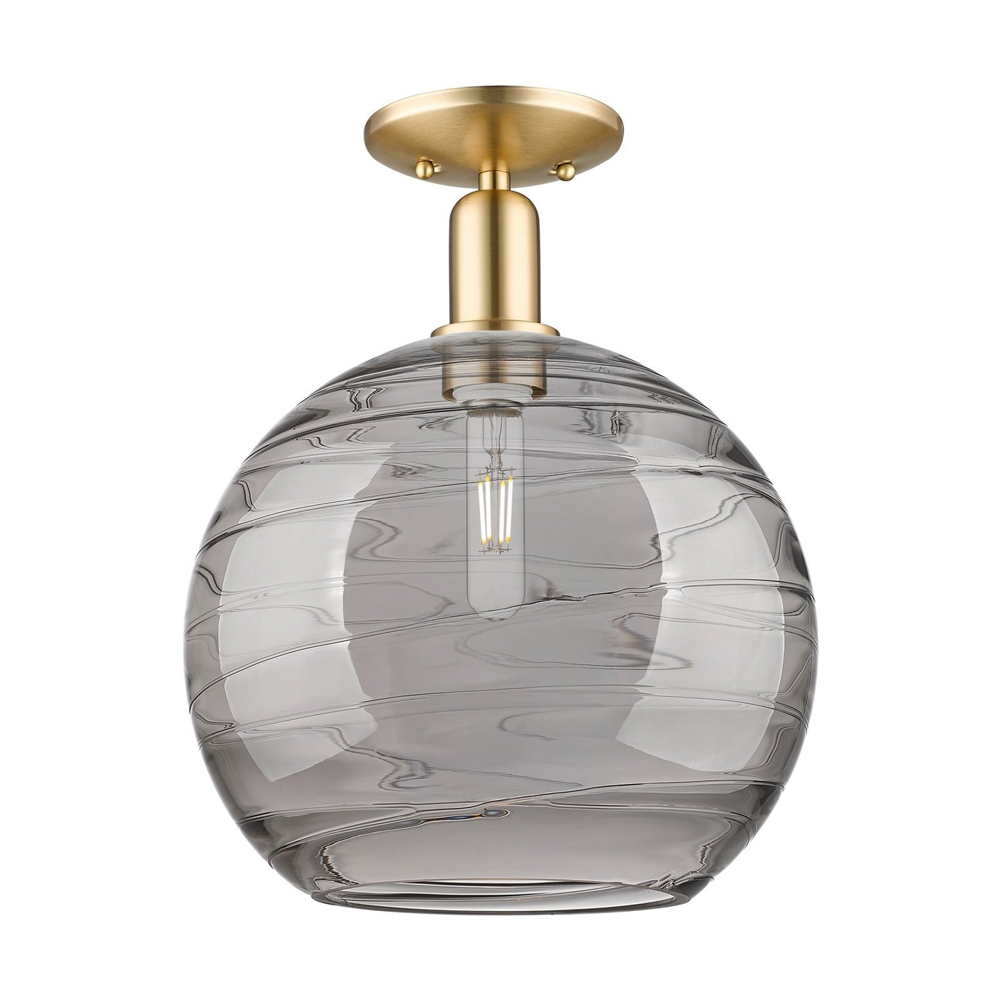 Innovations Athens Deco Swirl 12in 1-Light Semi-Flush Mount | Industrial Champagne Bronze Steel and Light Smoke Glass | Model 716-1C-CB-G1213-12SM