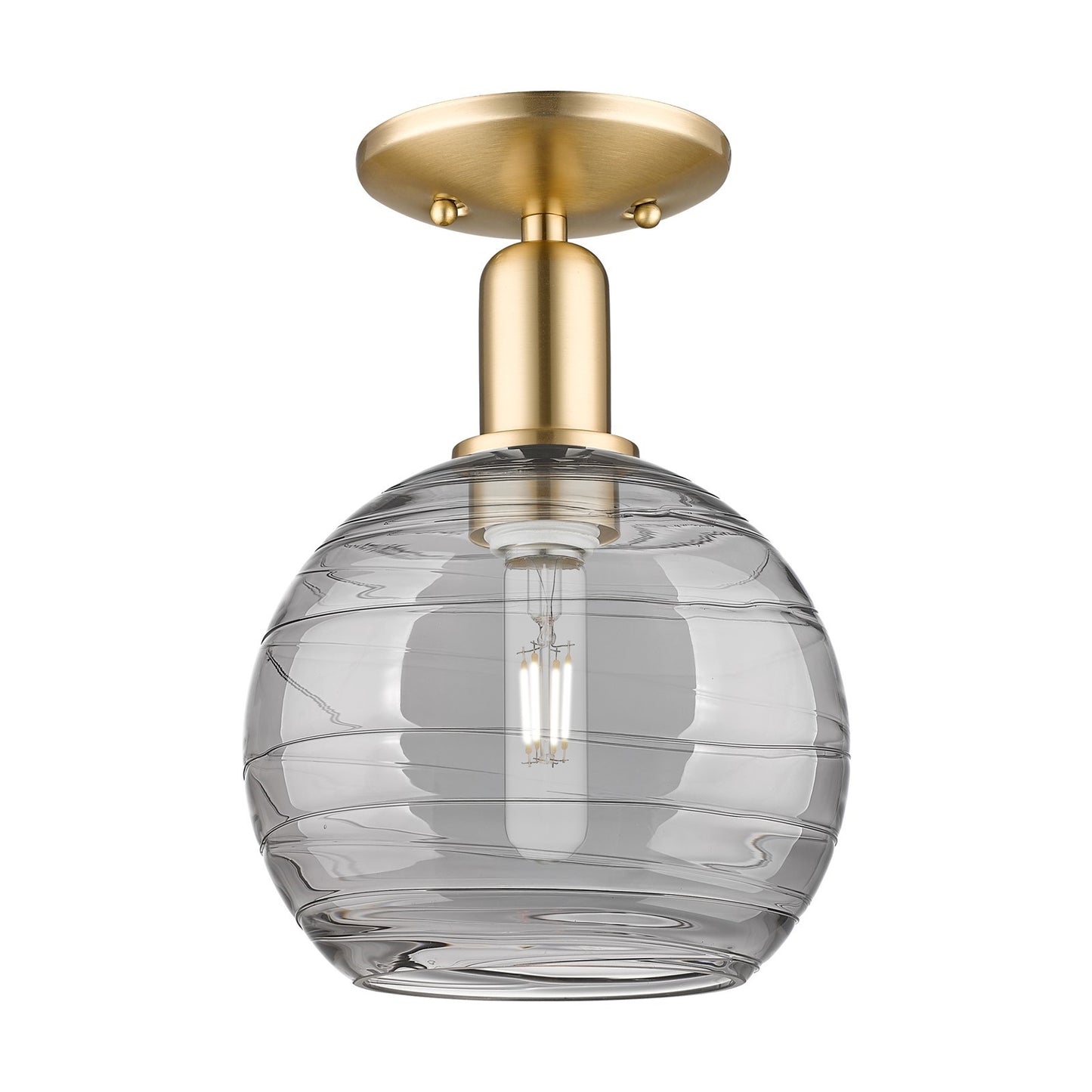 Innovations Athens Deco Swirl 8in 1-Light Semi-Flush | Industrial Champagne Bronze Steel and Light Smoke Glass | Entryway & | Model 716-1C-CB-G1213-8SM