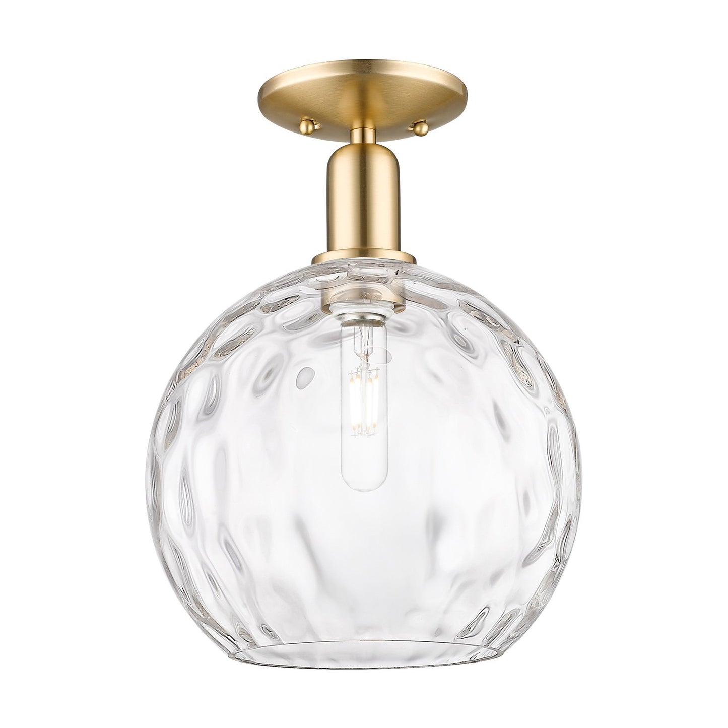 Innovations Athens 10in 1-Light Semi-Flush Mount | Industrial Champagne Bronze Steel and Clear Water Glass | Entryway & Hallway | Model 716-1C-CB-G1215-10