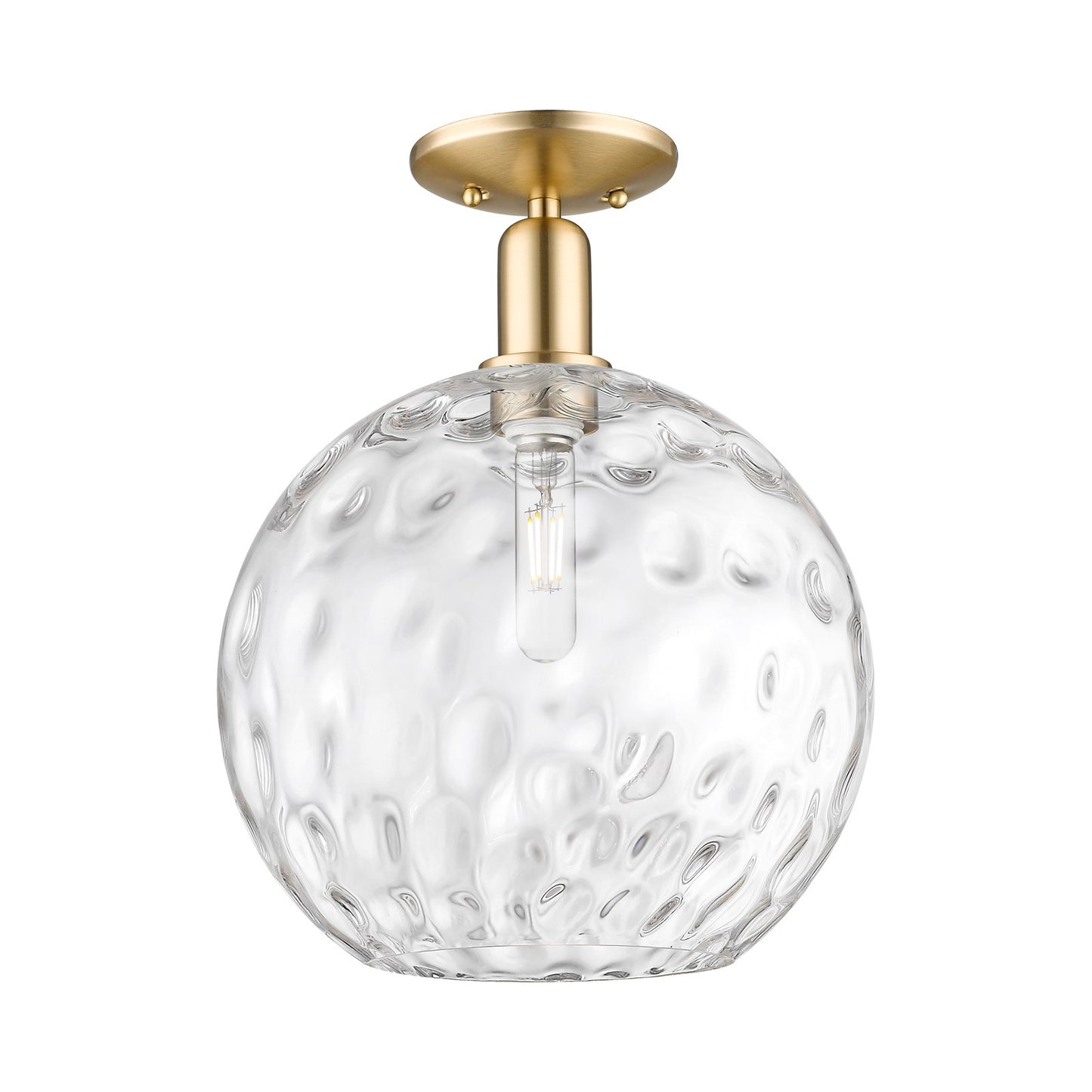 Innovations Athens 12in 1-Light Semi-Flush Mount | Industrial Champagne Bronze Steel and Clear Water Glass | Entryway & Hallway | Model 716-1C-CB-G1215-12