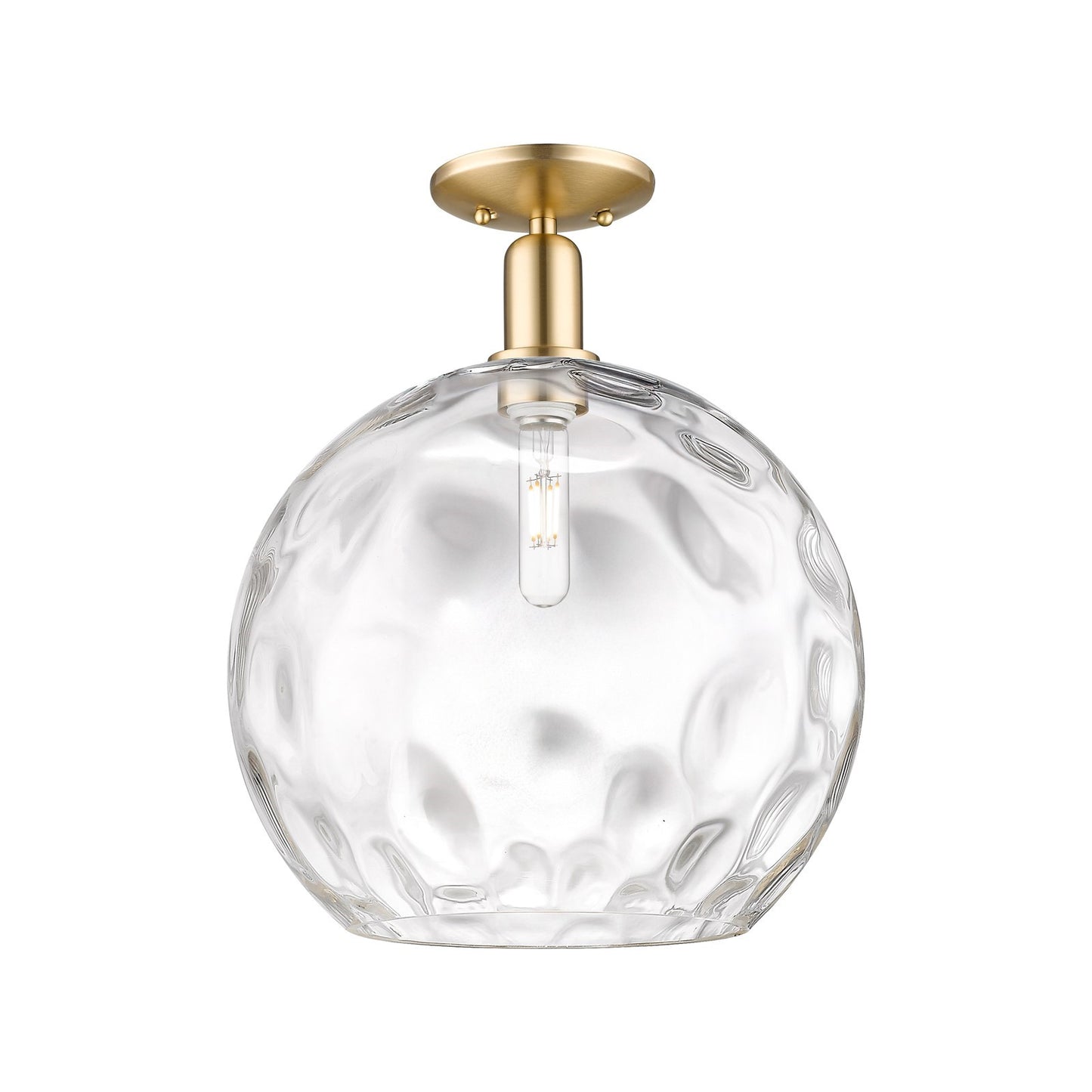 Innovations Athens 13in 1-Light Semi-Flush Mount | Industrial Champagne Bronze Steel and Clear Water Glass | Entryway & Hallway | Model 716-1C-CB-G1215-14