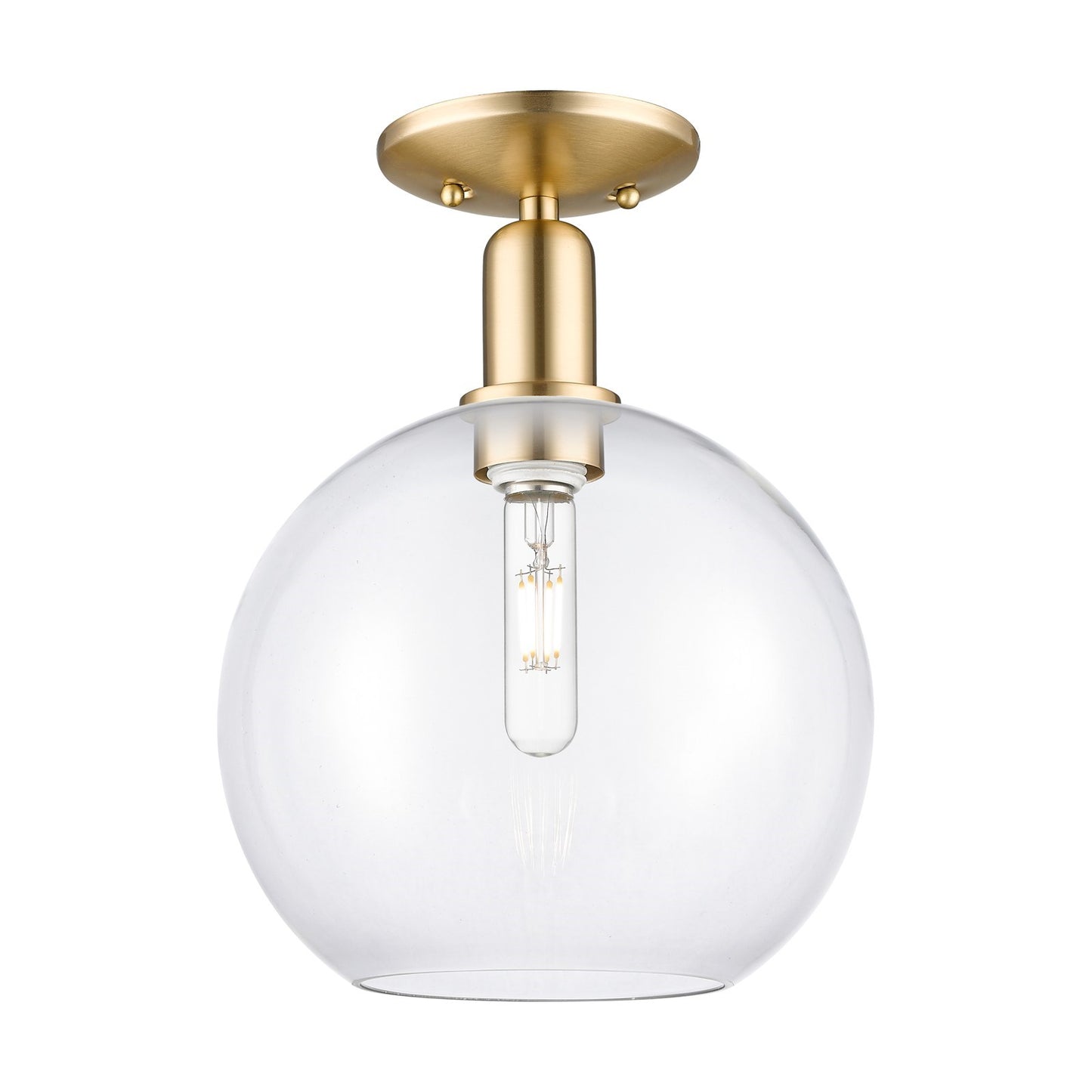 Innovations Athens 10in 1-Light Semi-Flush Mount | Industrial Champagne Bronze Steel and Clear Glass | Entryway & Hallway | 10 x | Model 716-1C-CB-G122-10