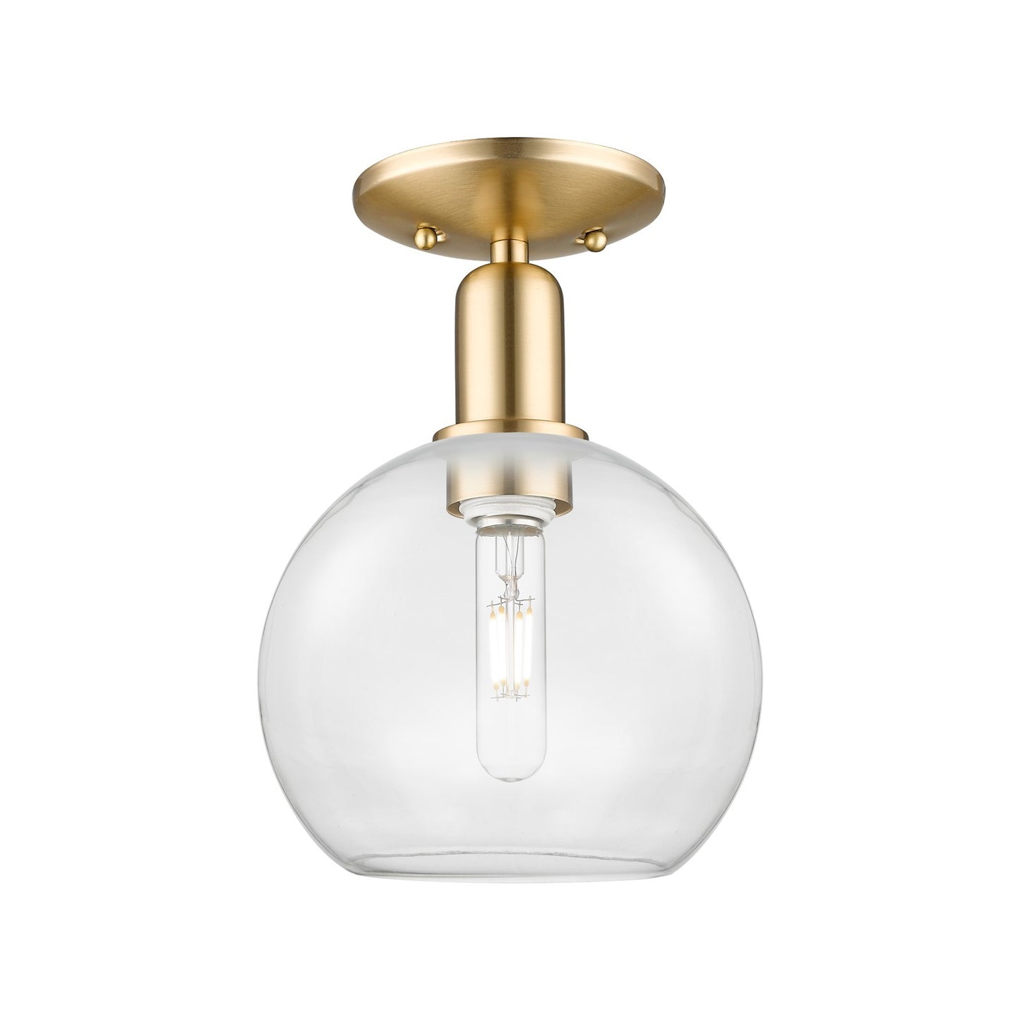 Innovations Athens 8in 1-Light Semi-Flush Mount | Industrial Champagne Bronze Steel and Clear Glass | Entryway & Hallway | 8 x 8 | Model 716-1C-CB-G122-8