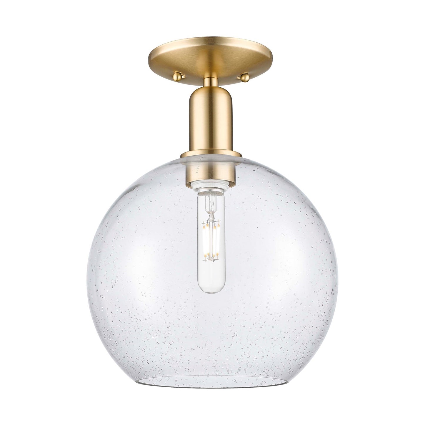Innovations Athens 10in 1-Light Semi-Flush Mount | Industrial Champagne Bronze Steel and Seedy Glass | Entryway & Hallway | 10 x | Model 716-1C-CB-G124-10