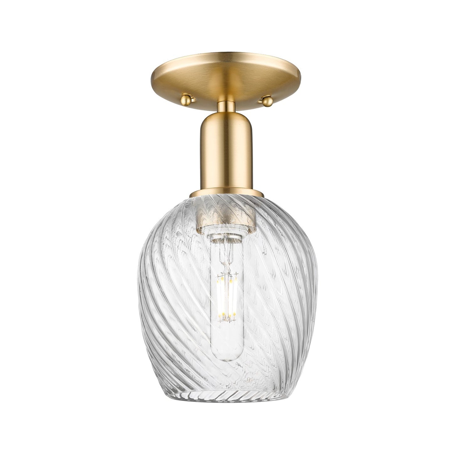 Innovations Salina 6in 1-Light Semi-Flush Mount | Industrial Champagne Bronze Steel and Clear Spiral Fluted Glass | Entryway & | Model 716-1C-CB-G292
