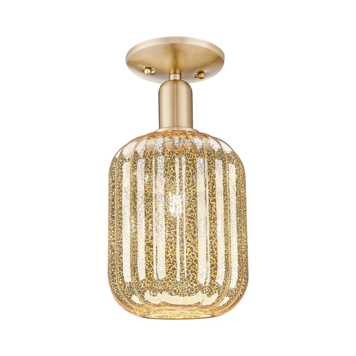 Innovations Preston Cylinder 6.75in 1-Light Semi-Flush Mount | Industrial Champagne Bronze Steel and Mercury Glass | Entryway & | Model 716-1C-CB-G460-7ME