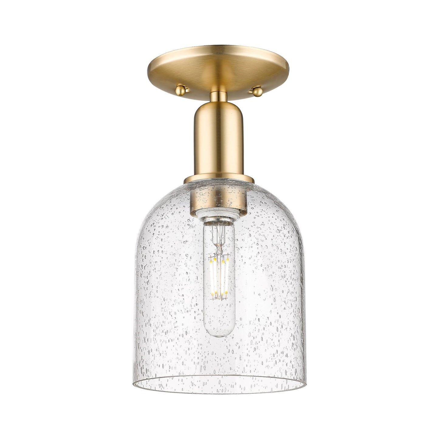 Innovations Bella 1-Light 6in Semi-Flush Mount | Industrial Champagne Bronze Steel and Seedy Glass | Entryway & Hallway | 5.5 | Model 716-1C-CB-G558-6SDY