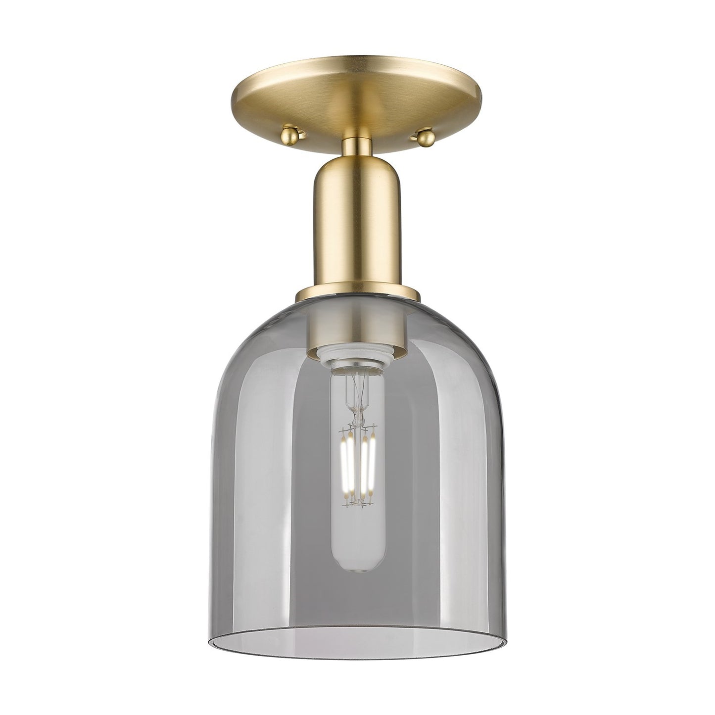Innovations Bella 6in 1-Light Semi-Flush Mount | Industrial Champagne Bronze Steel and Light Smoke Bell Glass | Entryway & | Model 716-1C-CB-G558-6SM