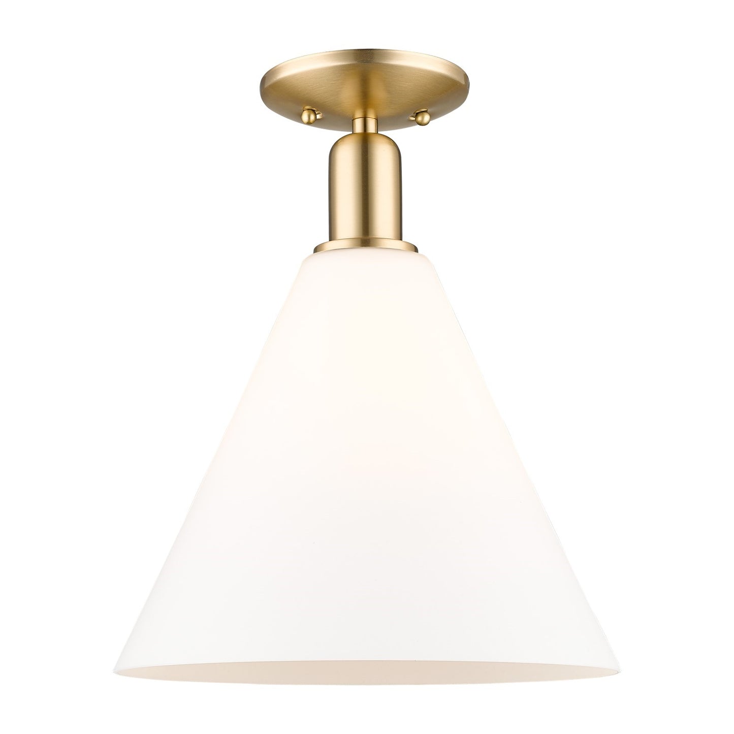 Innovations Berkshire Glass 12in 1-Light Semi-Flush Mount | Industrial Champagne Bronze Steel and Matte White Glass | Kitchen & | Model 716-1C-CB-GBC-121