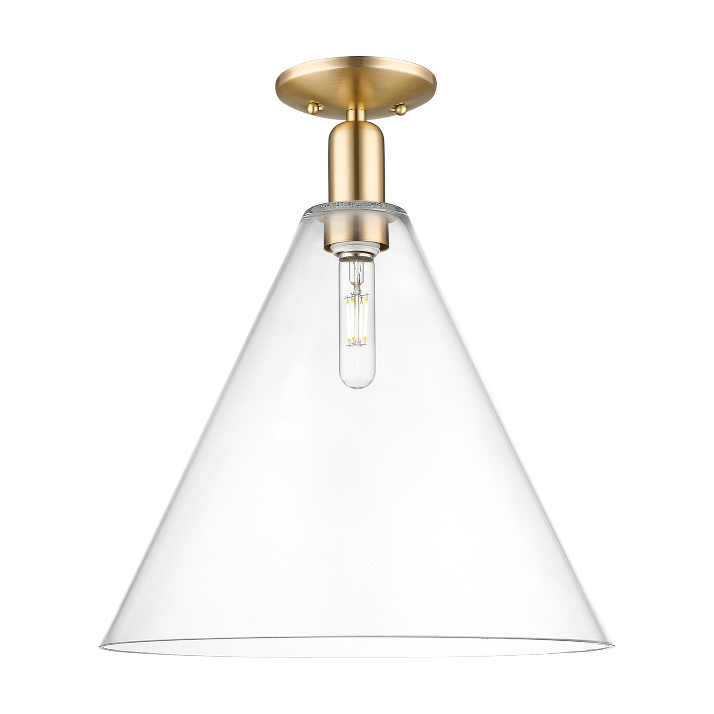 Innovations Berkshire Glass 16in 1-Light Semi-Flush Mount | Industrial Champagne Bronze Steel and Clear Glass | Entryway & | Model 716-1C-CB-GBC-162