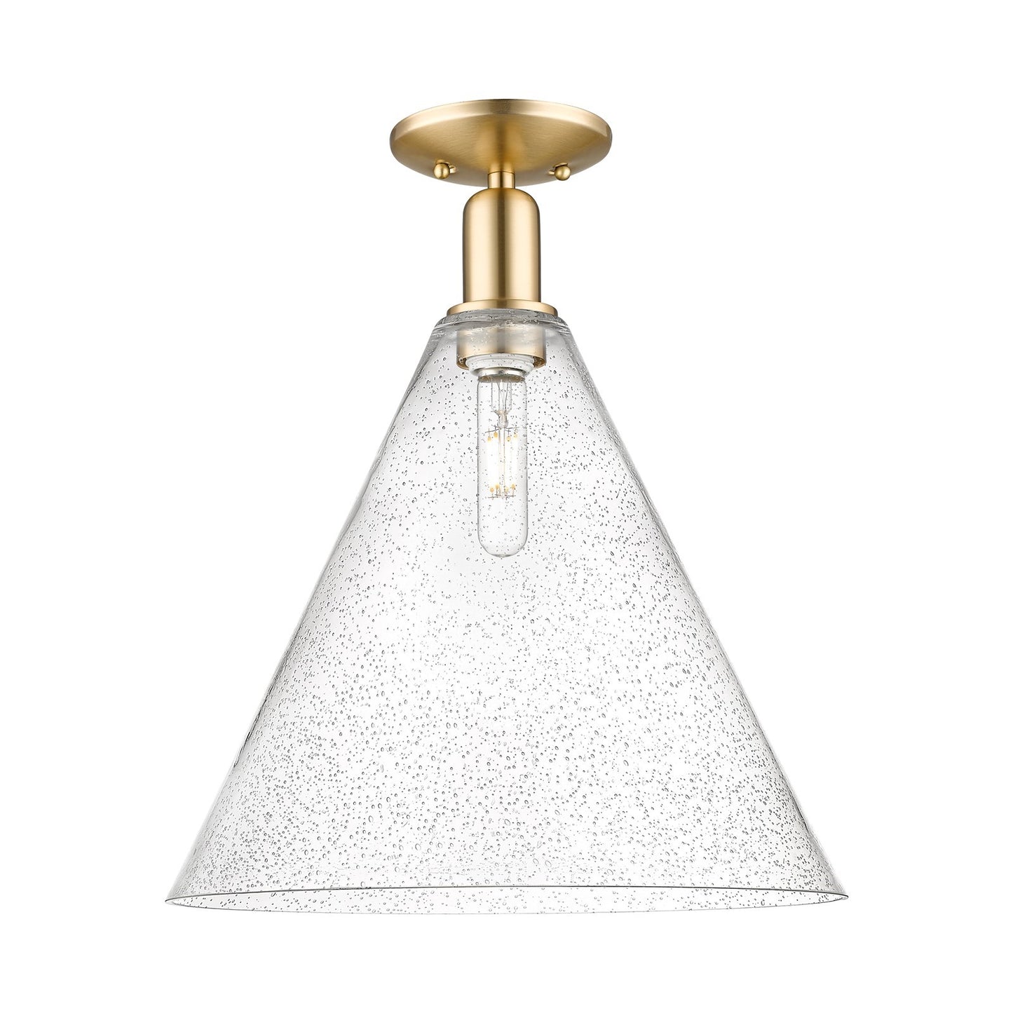 Innovations Berkshire Glass 16in 1-Light Semi-Flush Mount | Industrial Champagne Bronze Steel and Seedy Glass | Entryway & | Model 716-1C-CB-GBC-164