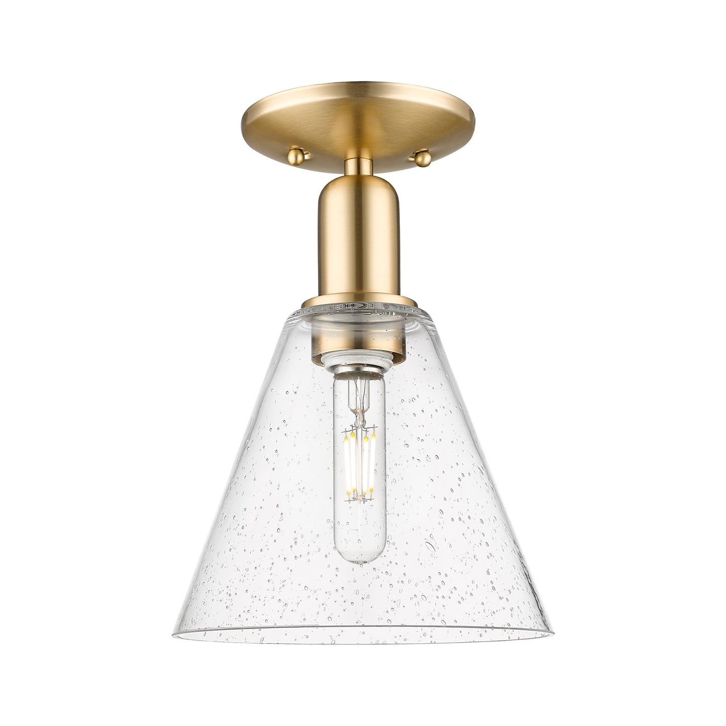 Innovations Berkshire Glass 8in 1-Light Semi-Flush Mount | Industrial Champagne Bronze Steel and Seedy Glass | Entryway & Hallway | Model 716-1C-CB-GBC-84