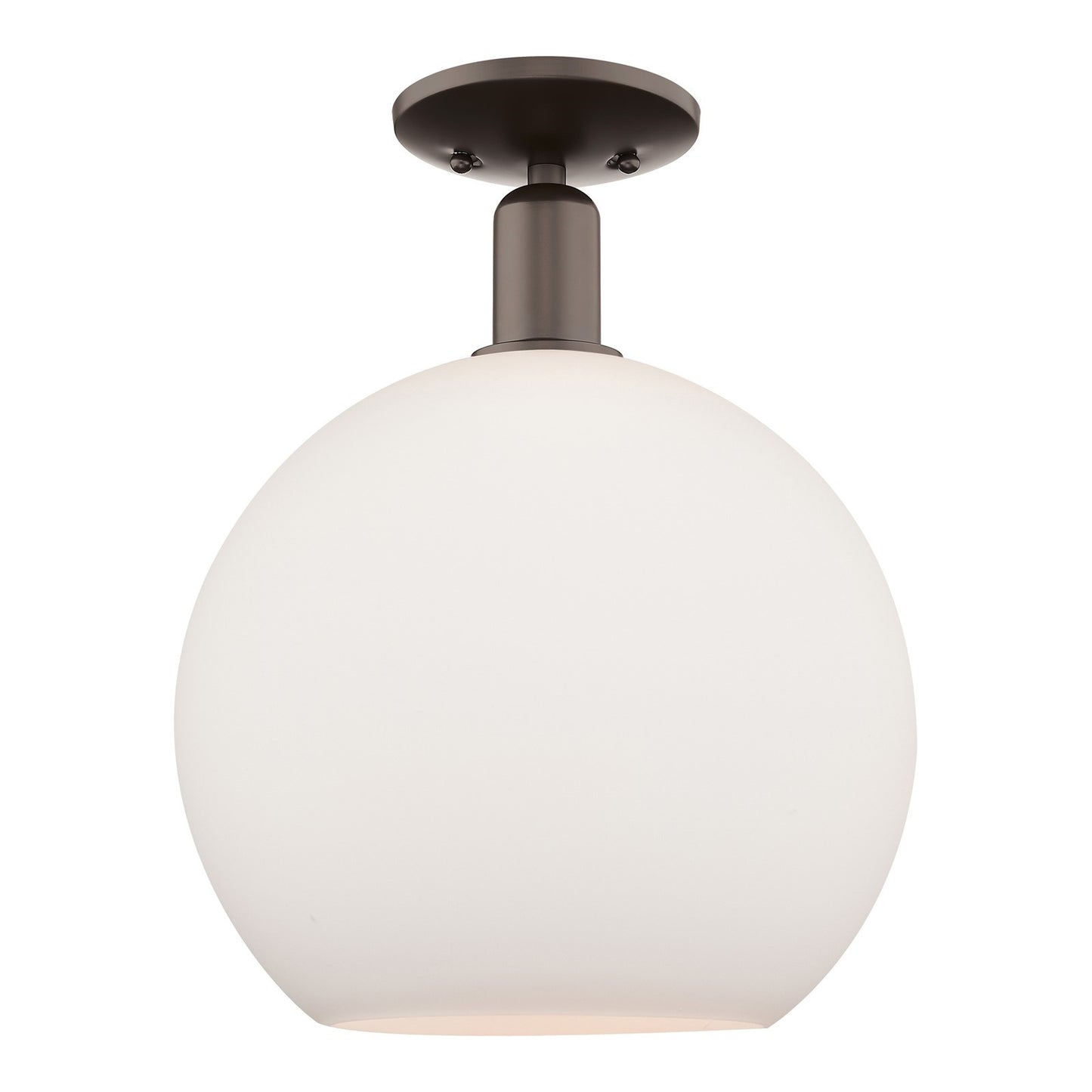 Innovations Athens 12in 1-Light Semi-Flush Mount | Industrial Oil Rubbed Bronze Steel and Matte White Glass | Entryway & Hallway | Model 716-1C-OB-G121-12