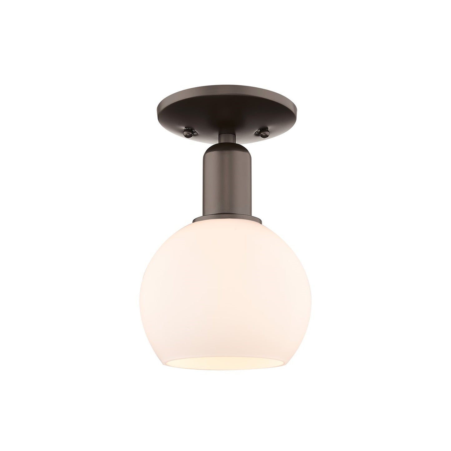 Innovations Athens 6in 1-Light Semi-Flush Mount | Industrial Oil Rubbed Bronze and Matte White Glass | Hallway & Entryway | 5.88 | Model 716-1C-OB-G121-6