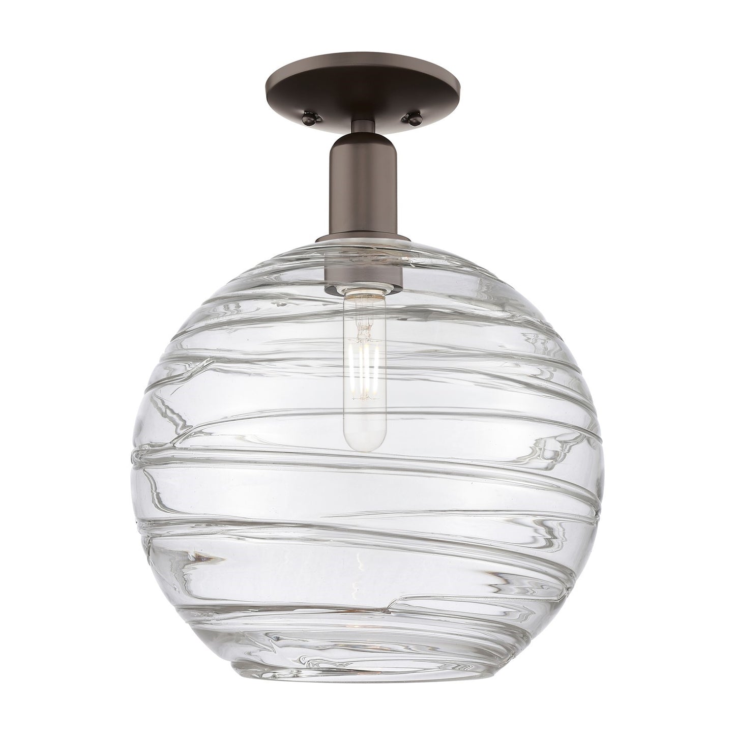 Innovations Athens Deco Swirl 12in 1-Light Semi-Flush Mount | Industrial Oil Rubbed Bronze and Clear Glass | Entryway & | Model 716-1C-OB-G1213-12CL
