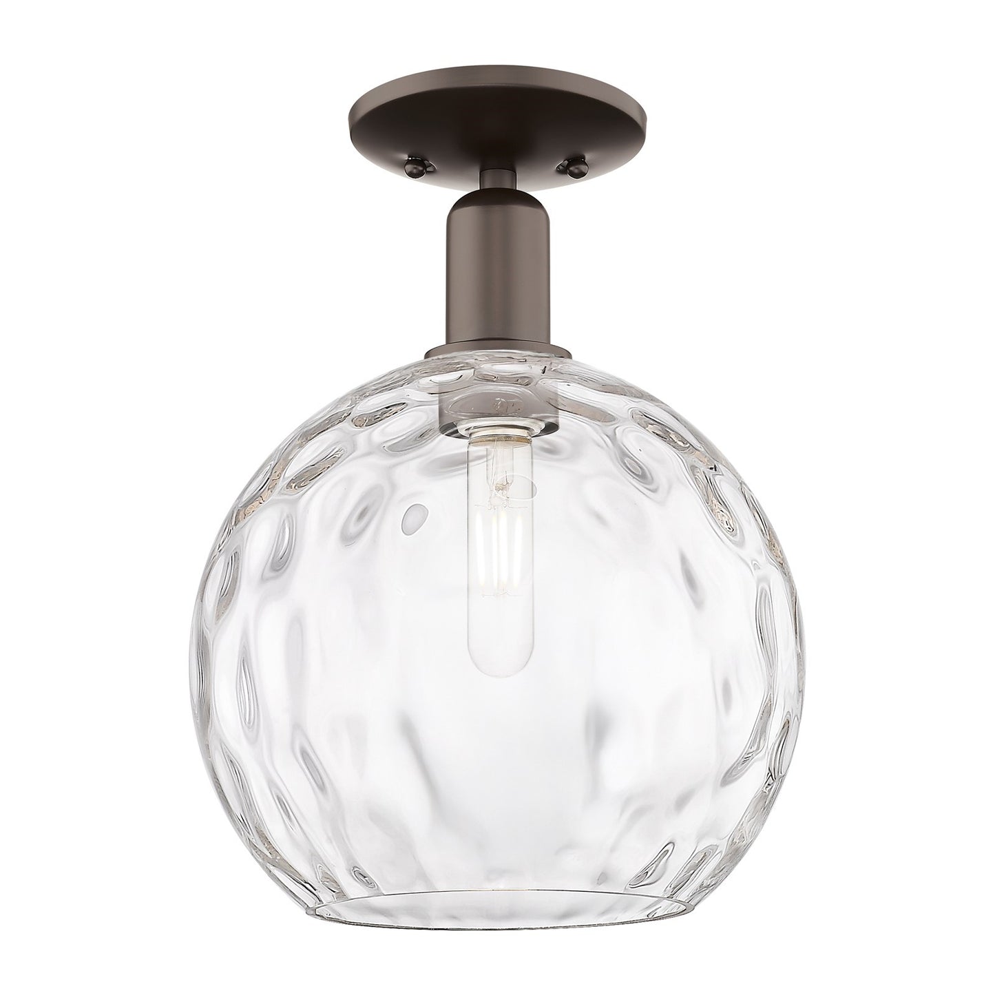 Innovations Athens 10in 1-Light Semi-Flush Mount | Industrial Oil Rubbed Bronze Steel and Clear Water Glass | Hallway & | Model 716-1C-OB-G1215-10