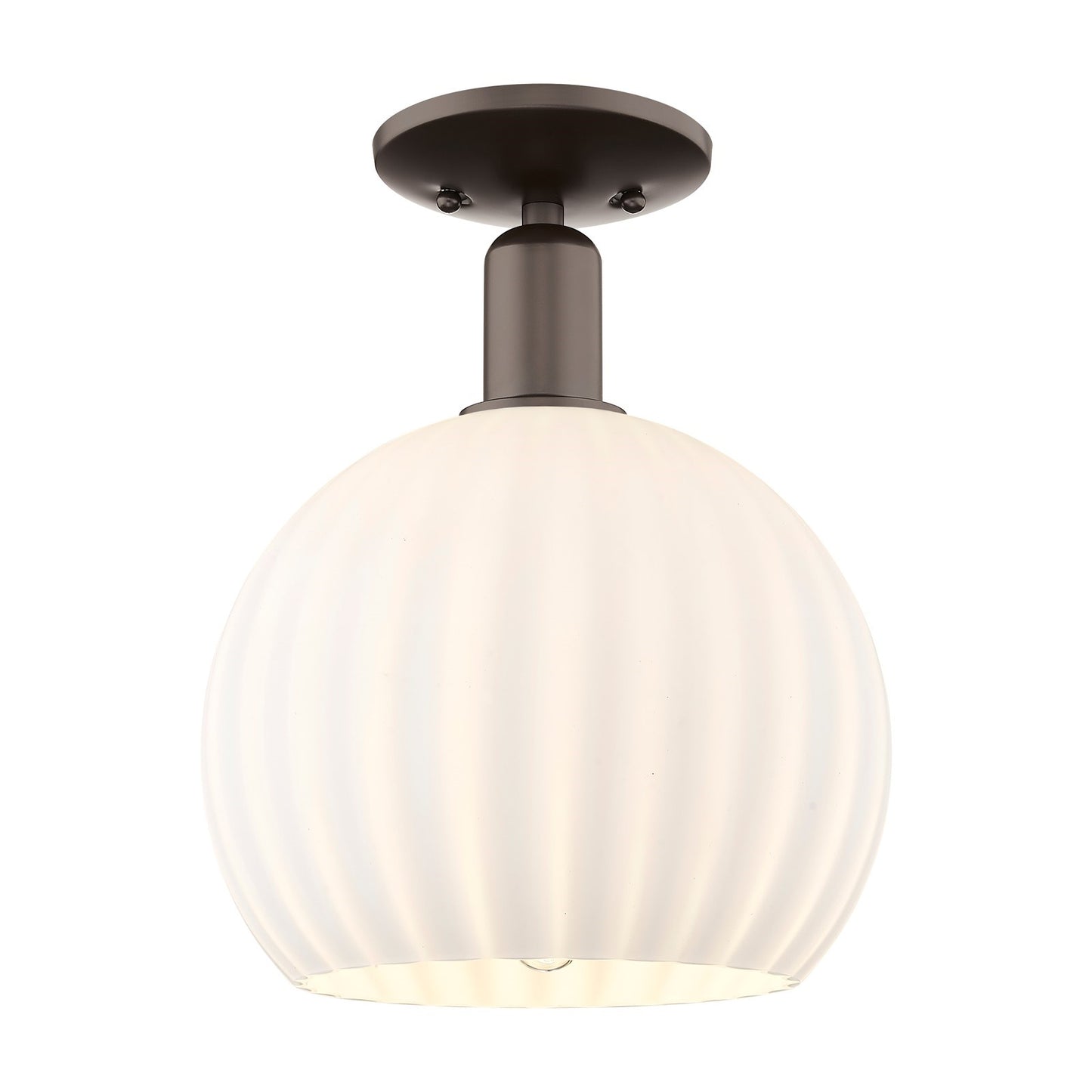 Innovations Lighting Arcadia 10in 1-Light Semi-Flush Mount | Industrial Oil Rubbed Bronze and White Venetian Glass | Entryway | Model 716-1C-OB-G1217-10WV